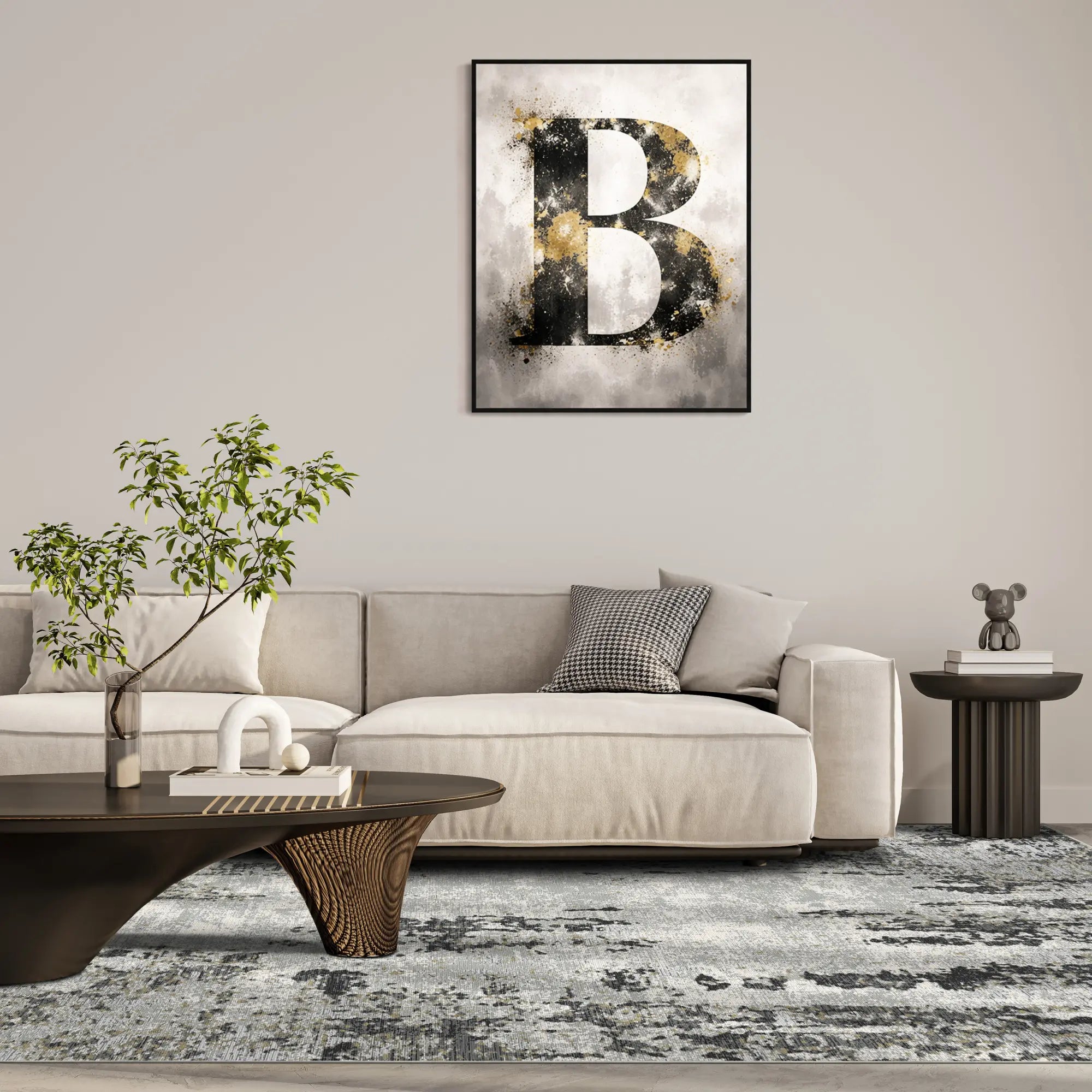 Obsidian Tide Distressed Abstract Rug