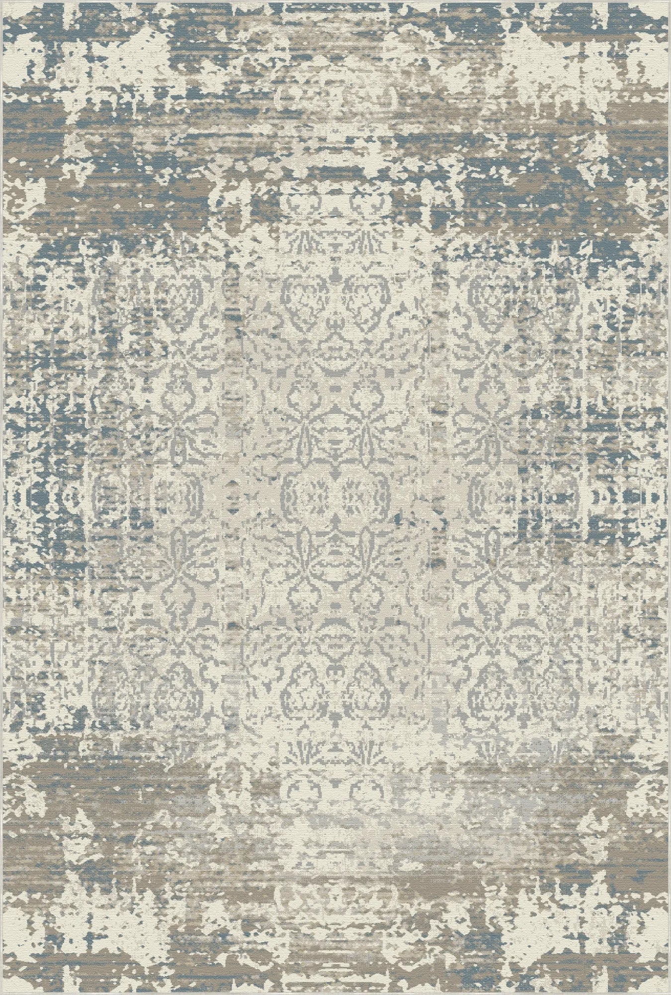 Sapphire Heritage Distressed Damask Rug