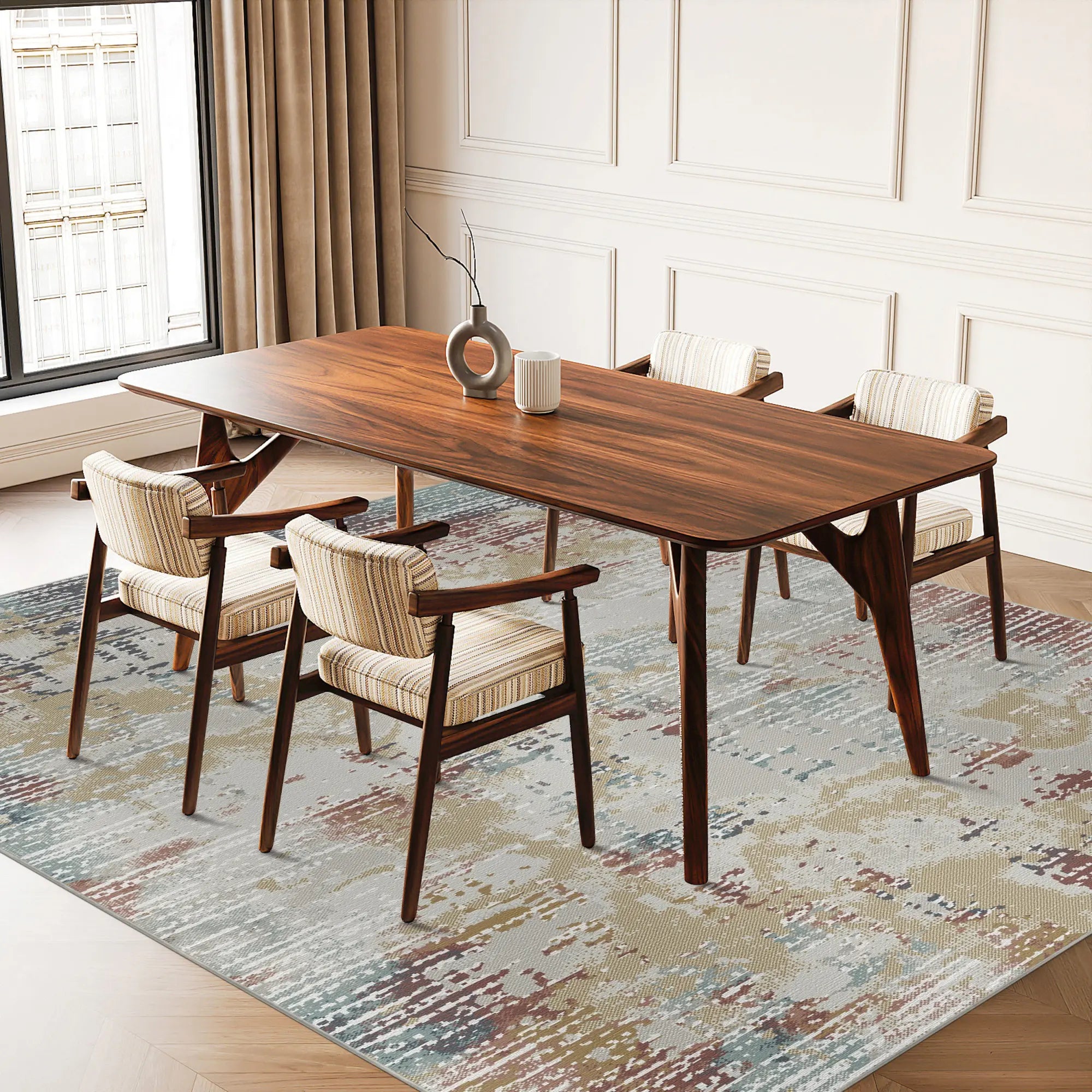 Tappeto Astratto Industriale Orizzonte Ambra