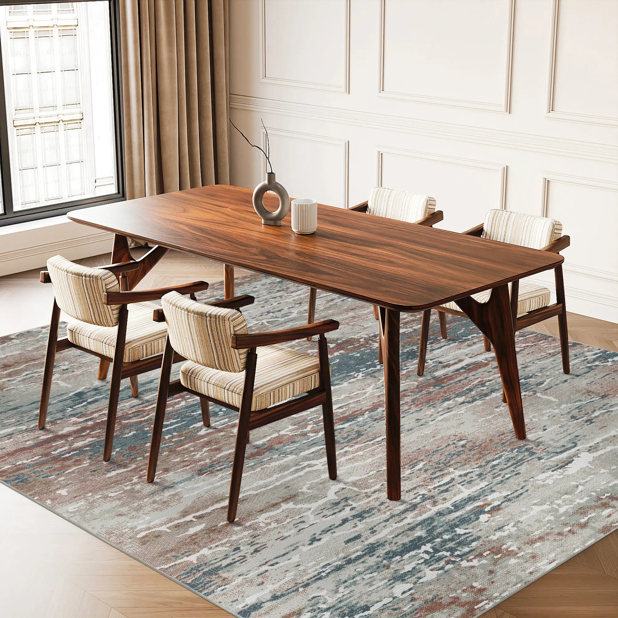 Azure Ember Rift Multi Abstract Rug