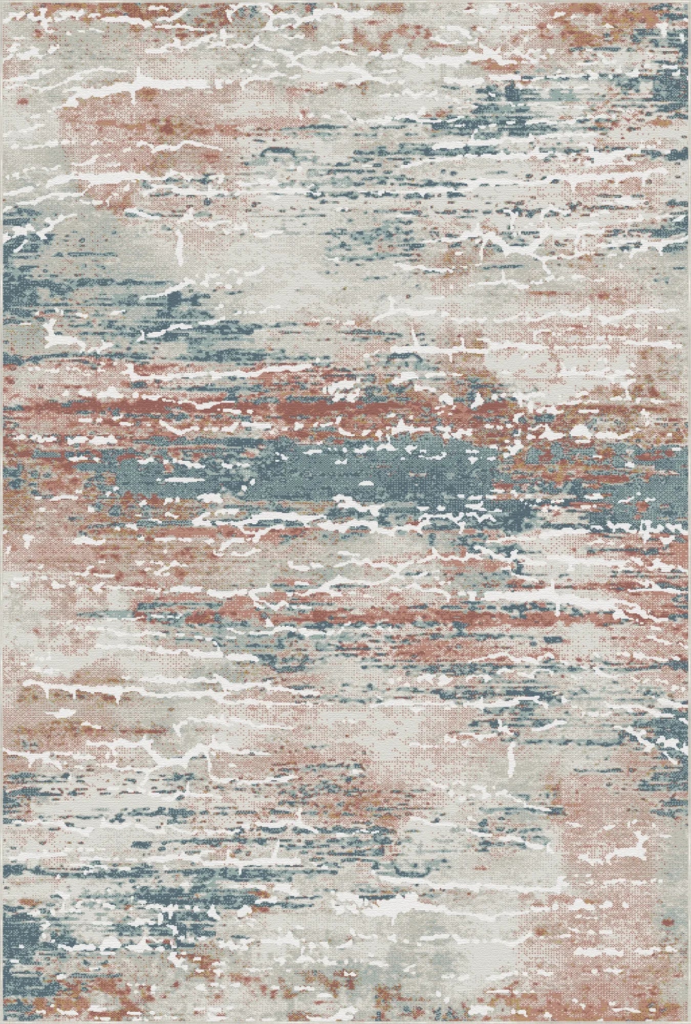 Azure Ember Rift Multi Abstract Rug