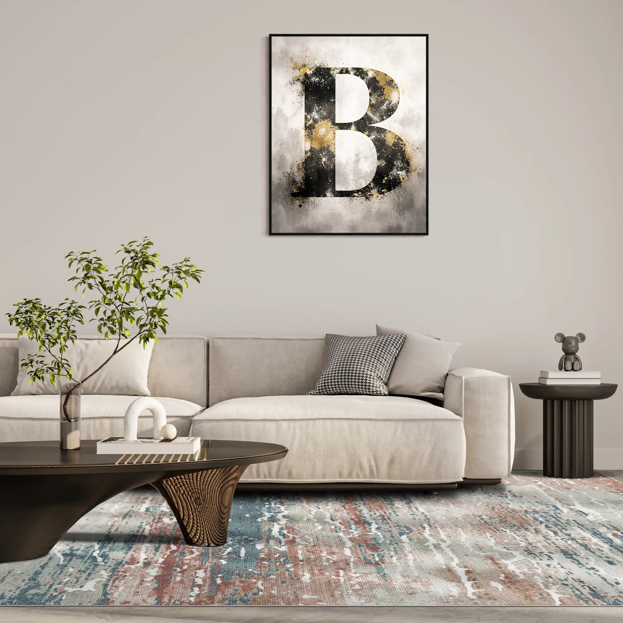 Azure Ember Rift Multi Abstract Rug