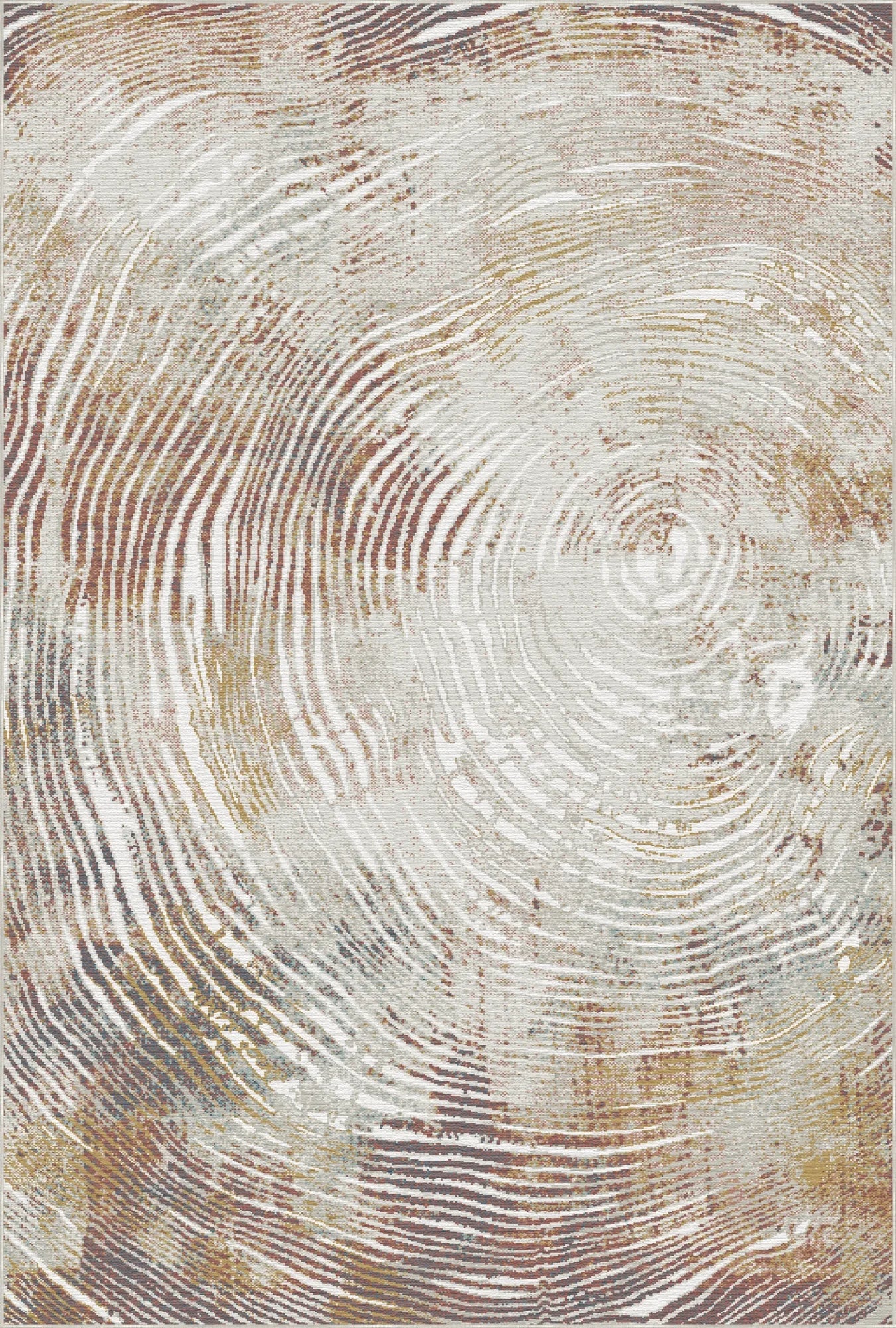 Ochre Annual Ring Organic Abstract Rug