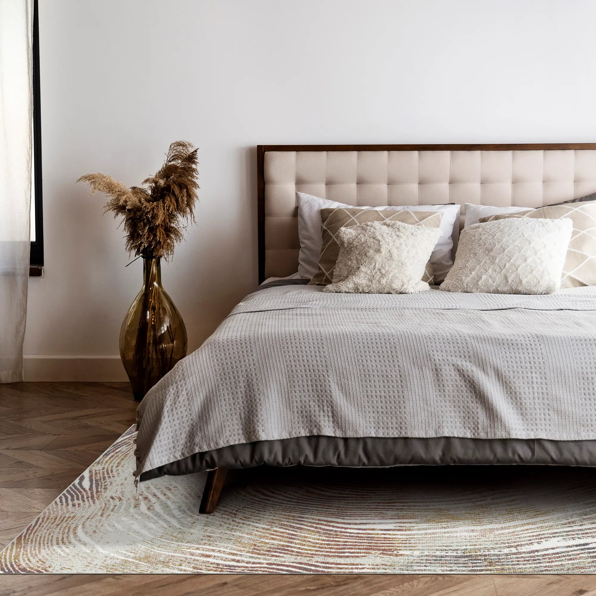 Tappeto Astratto Organico Anello Annuale Ocra