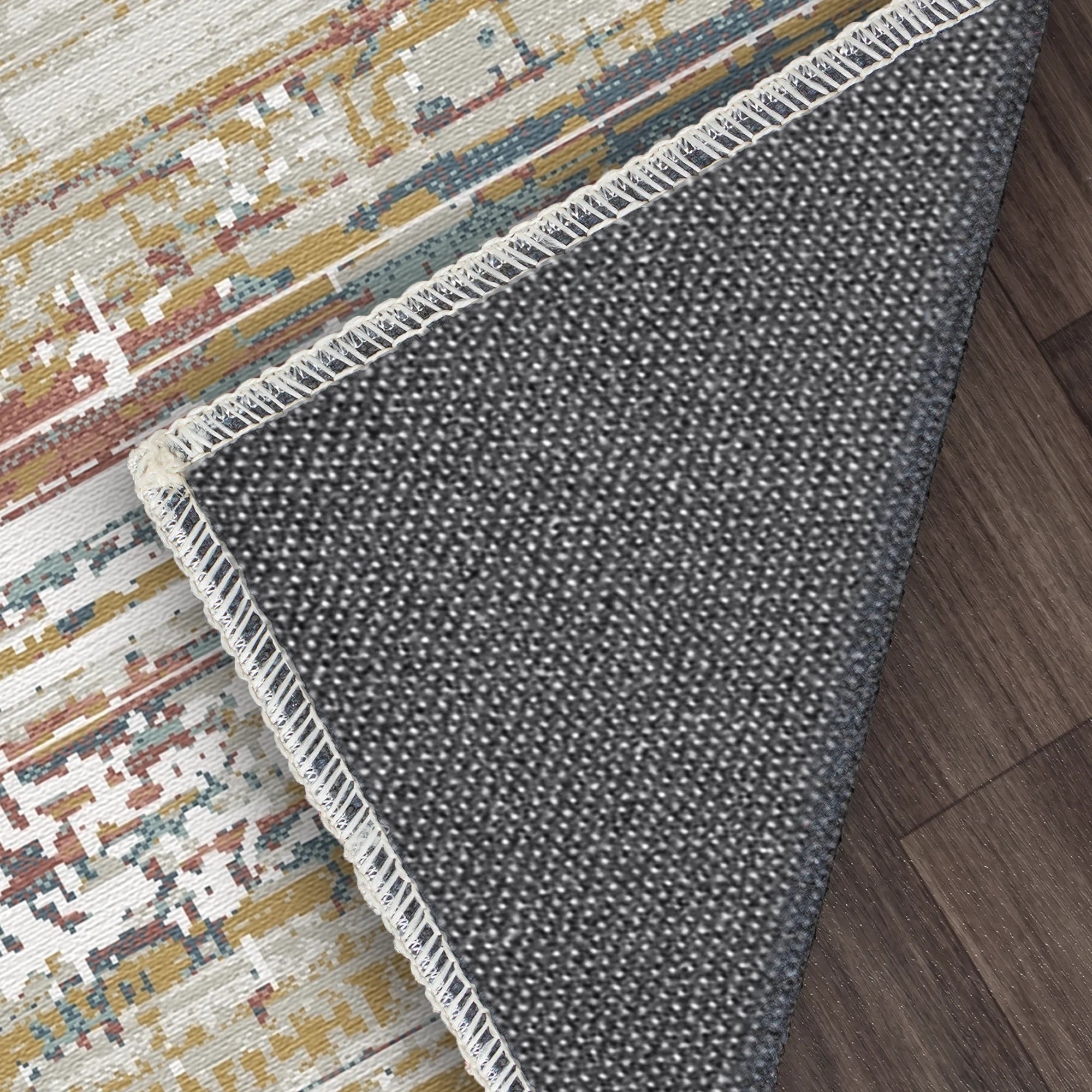 Golden Ember Linear Abstract Rug