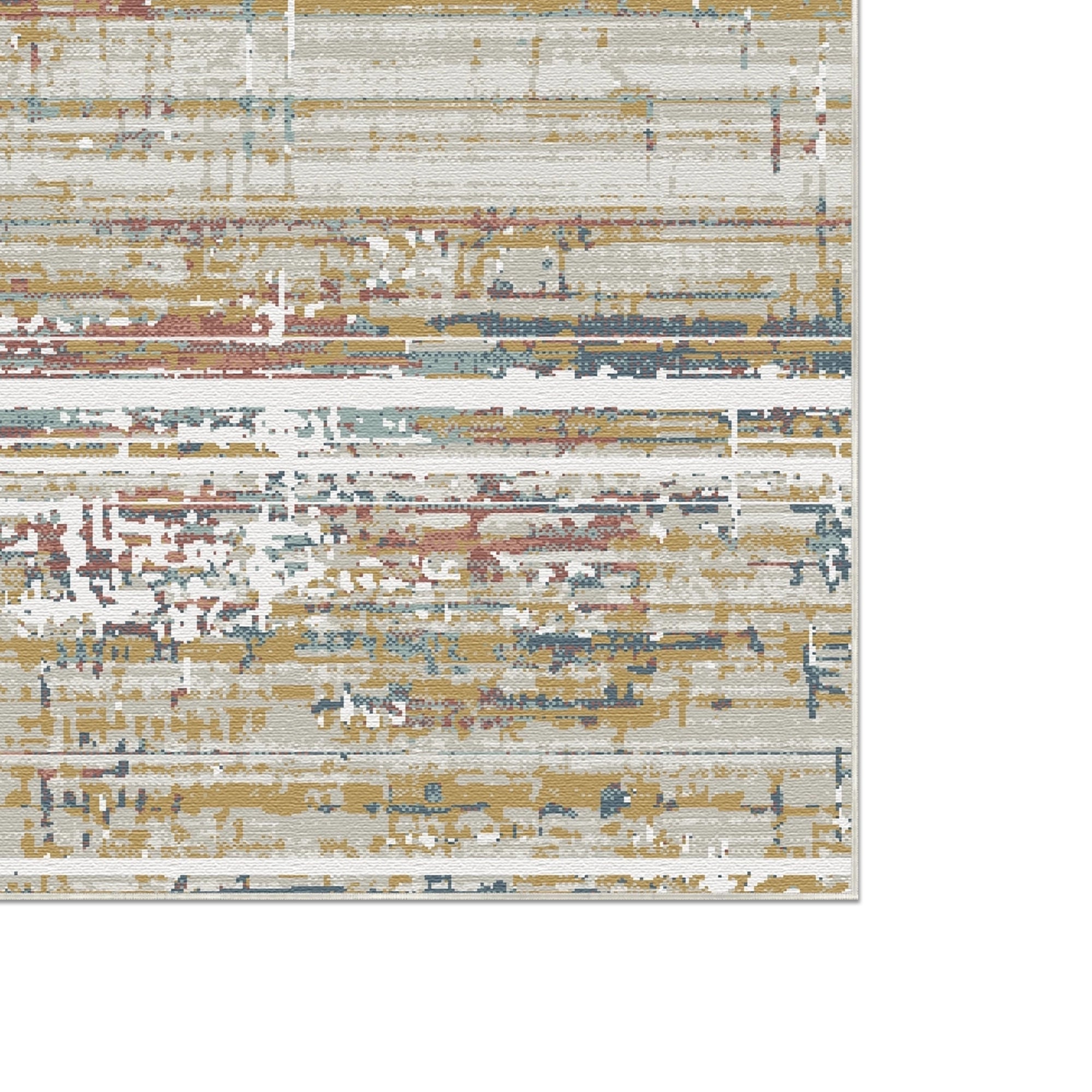Golden Ember Linear Abstract Rug