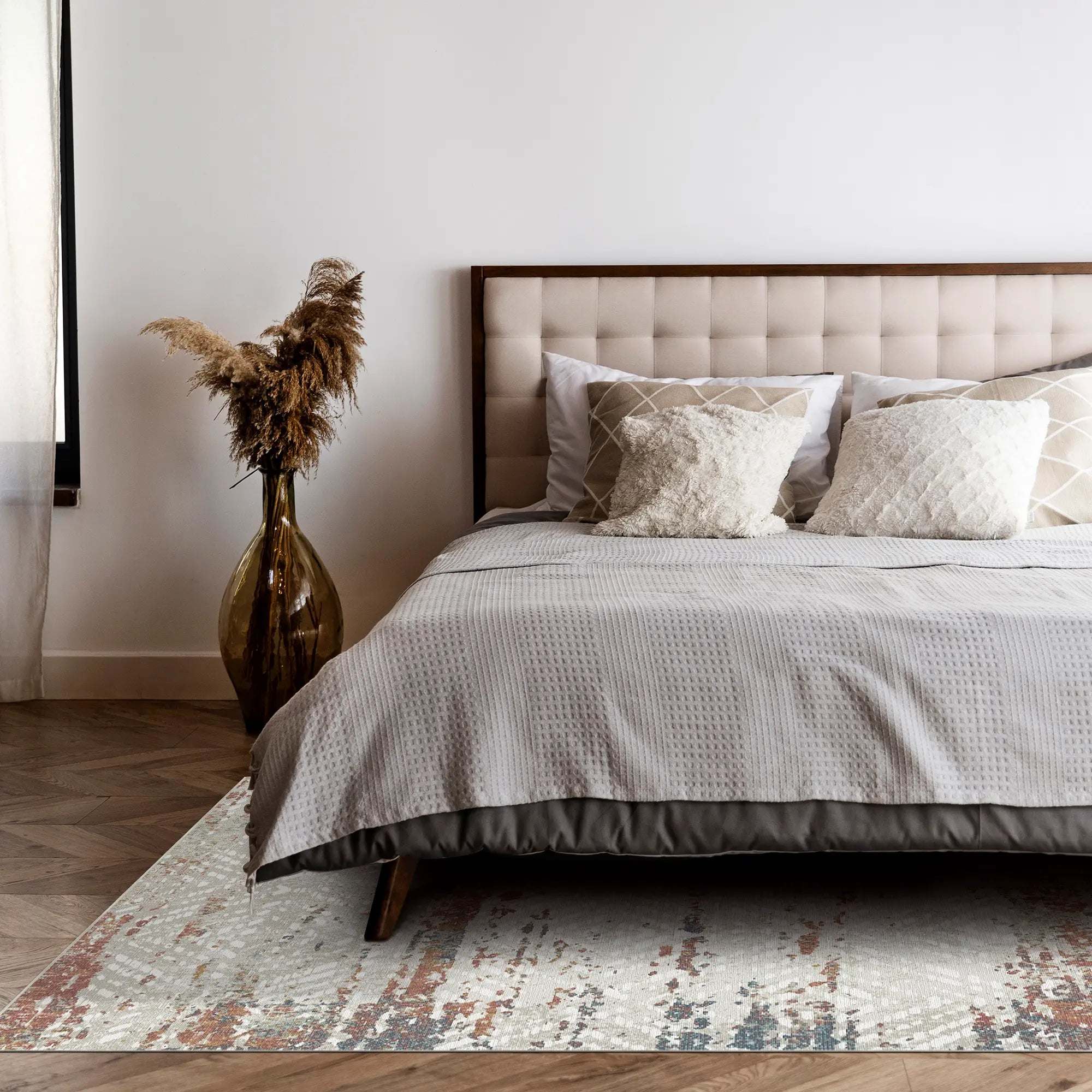 Eroded Tribal Lattice Abstract Rug