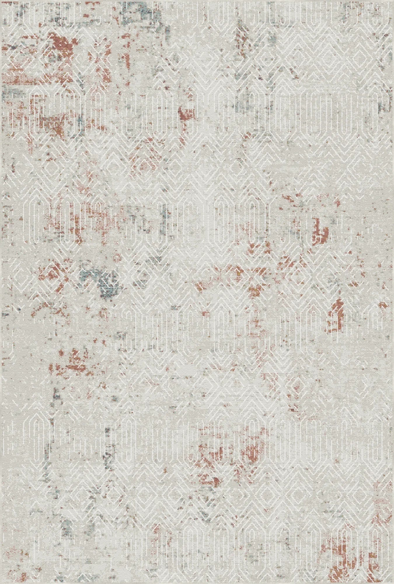 Ethereal Lattice Distressed Abstract Rug