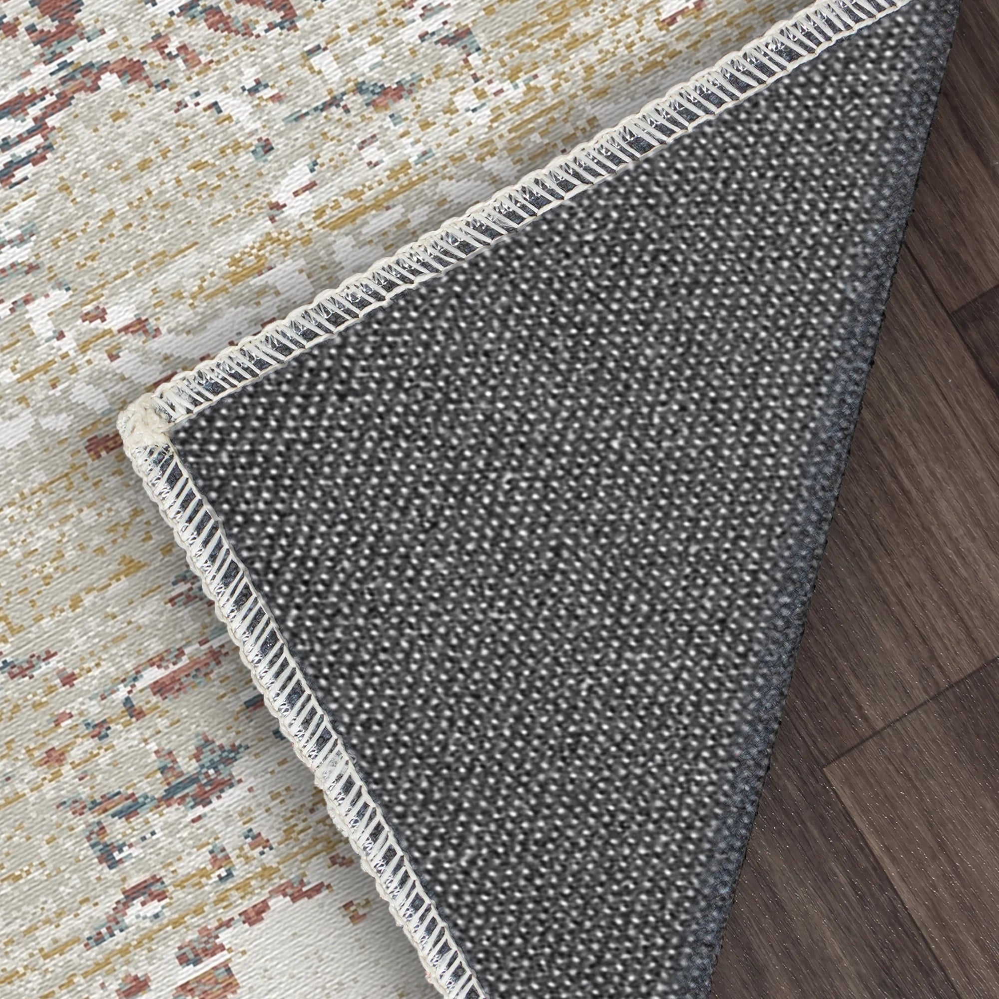 Gilded Rings Abstract Washable Rug