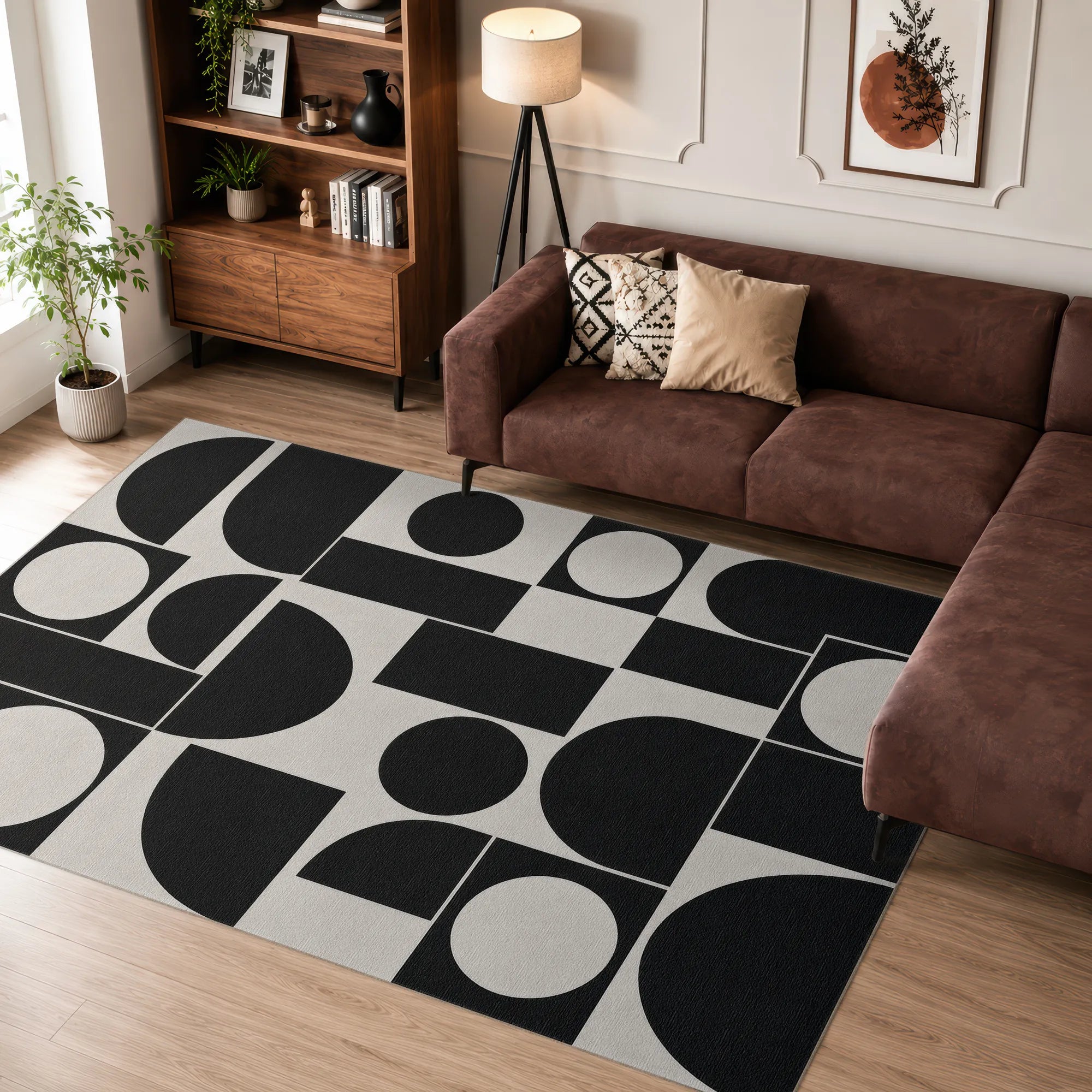 Tappeto Astratto Geometrico Bianco e Nero
