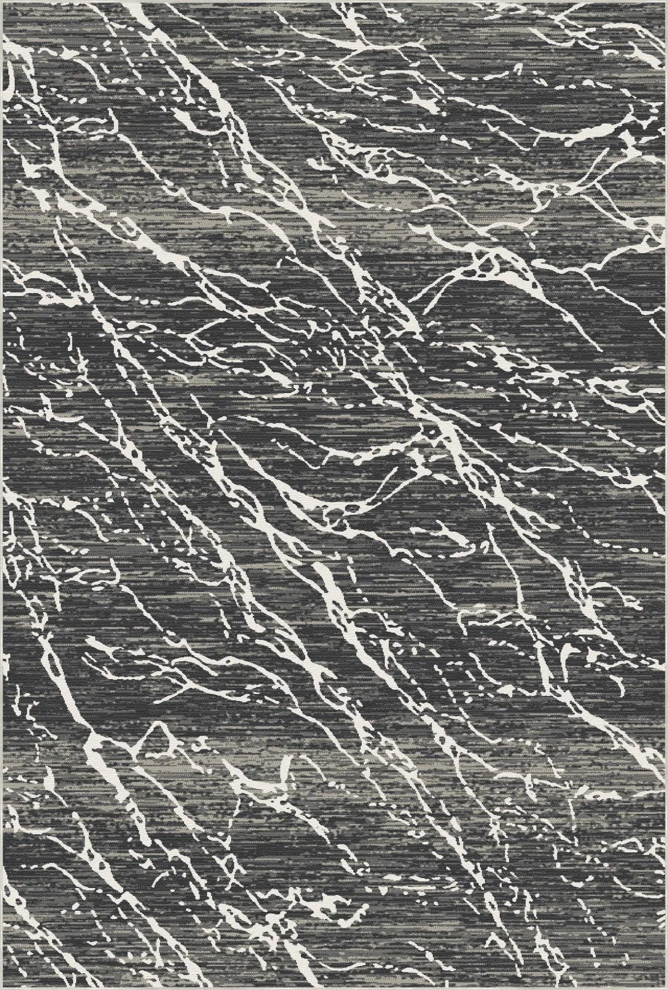 Obsidian Frost Marble Washable Rug
