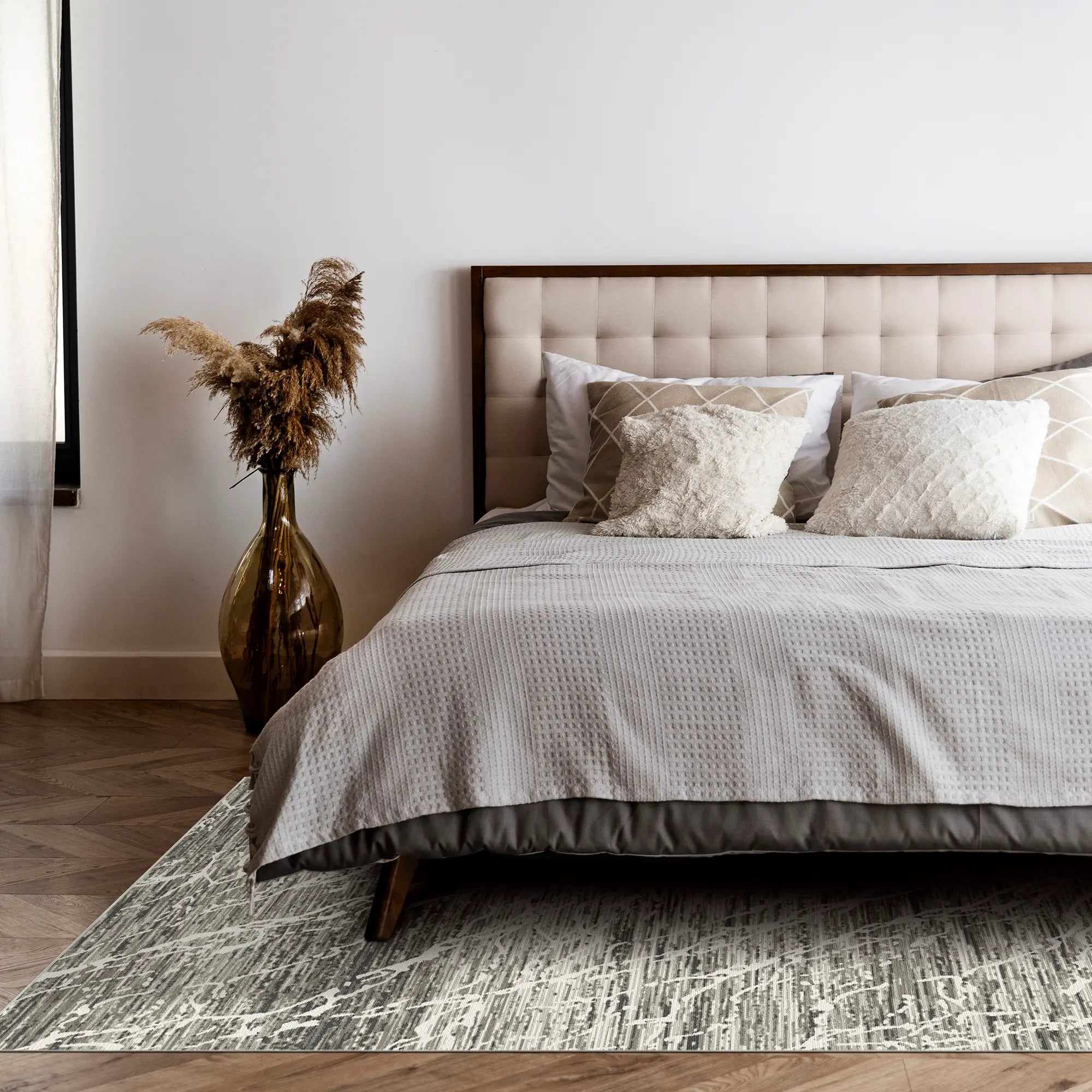 Carrara Frost Marble Washable Rug