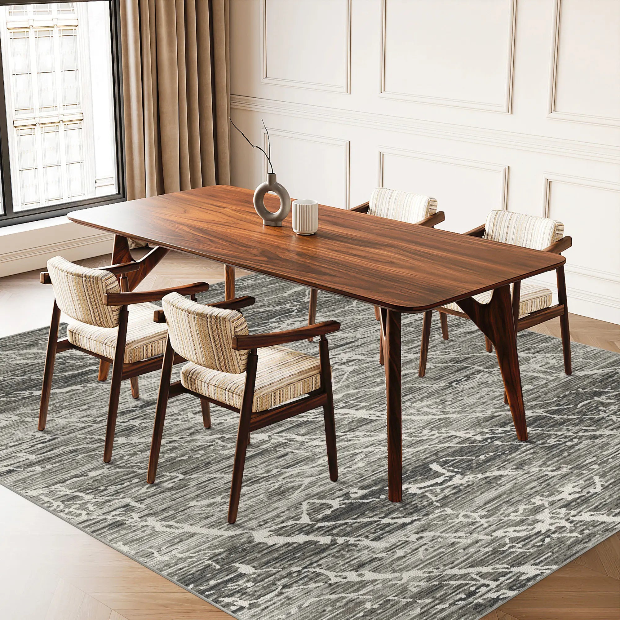 Carrara Frost Marble Washable Rug