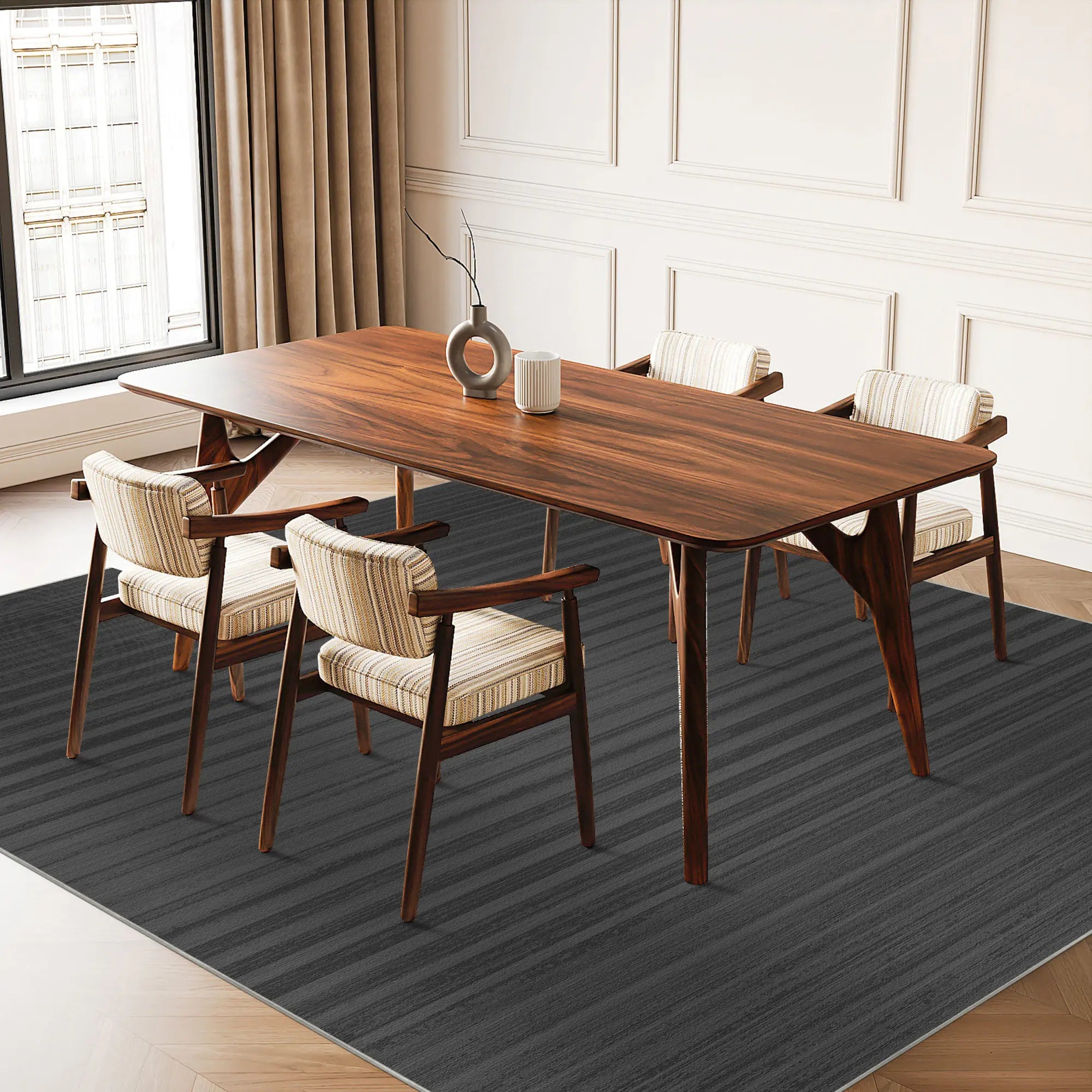 Shadow Onyx Linear Textured Rug