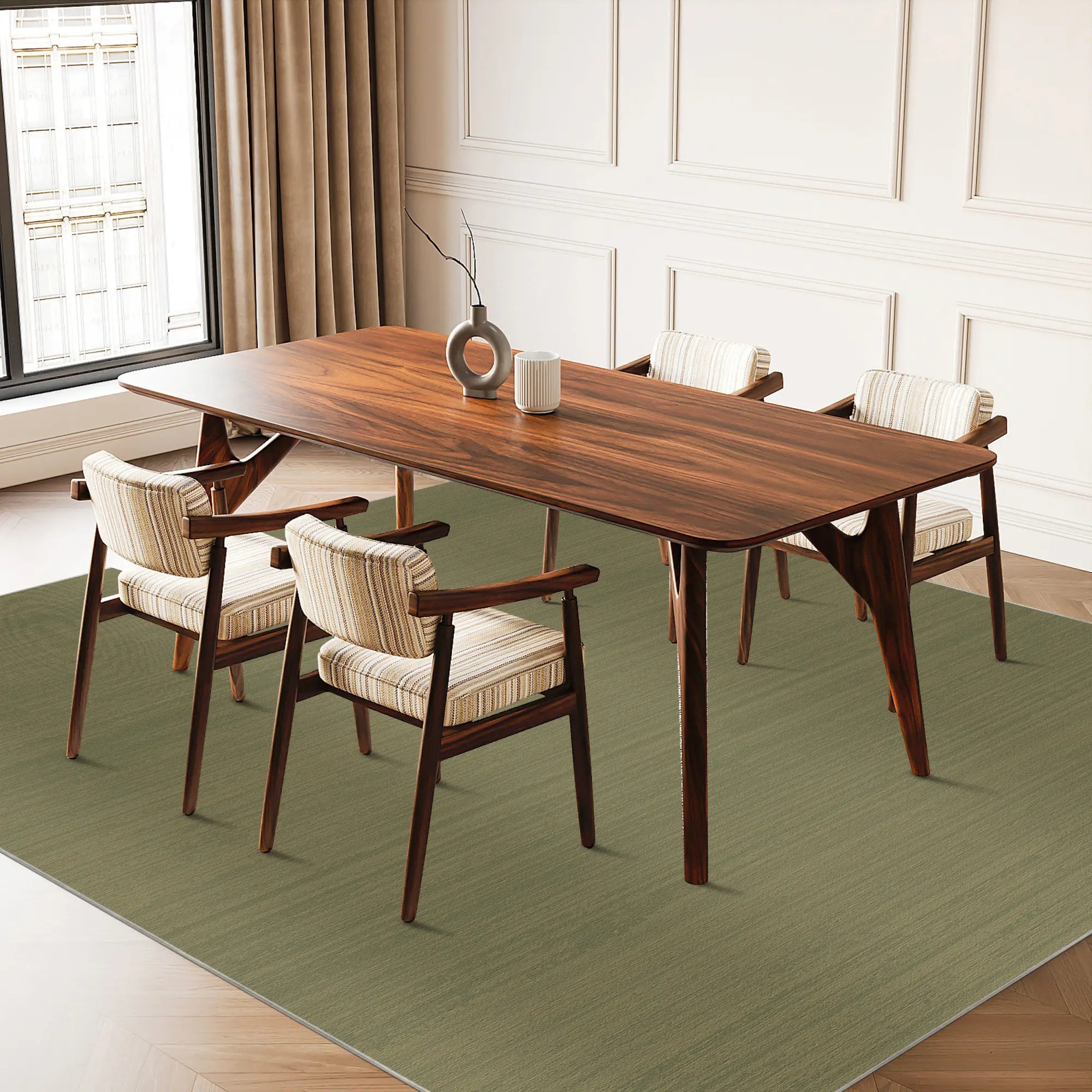 Verdant Horizon Linear Textured Rug