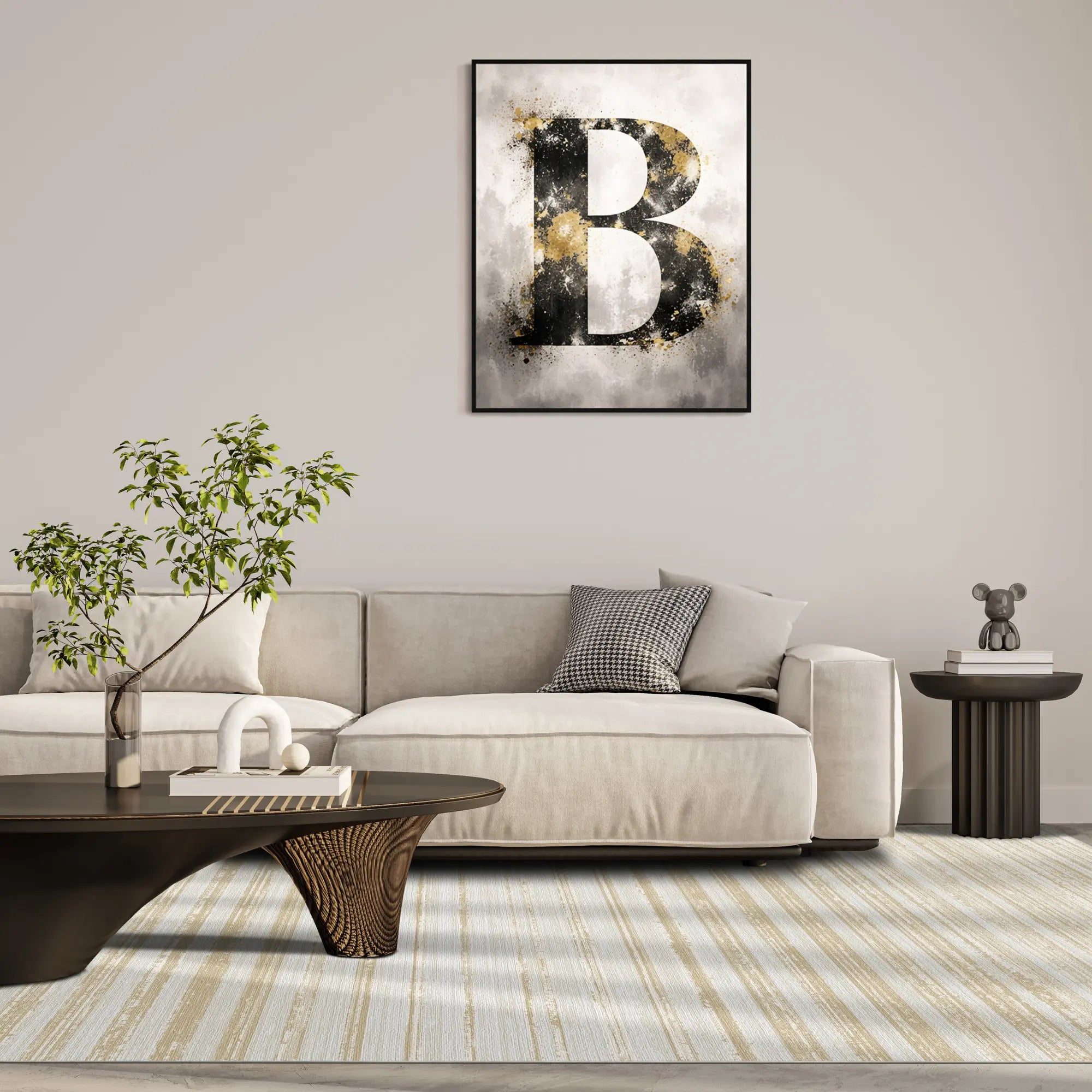 Sandstone Beige Linear Textured Rug