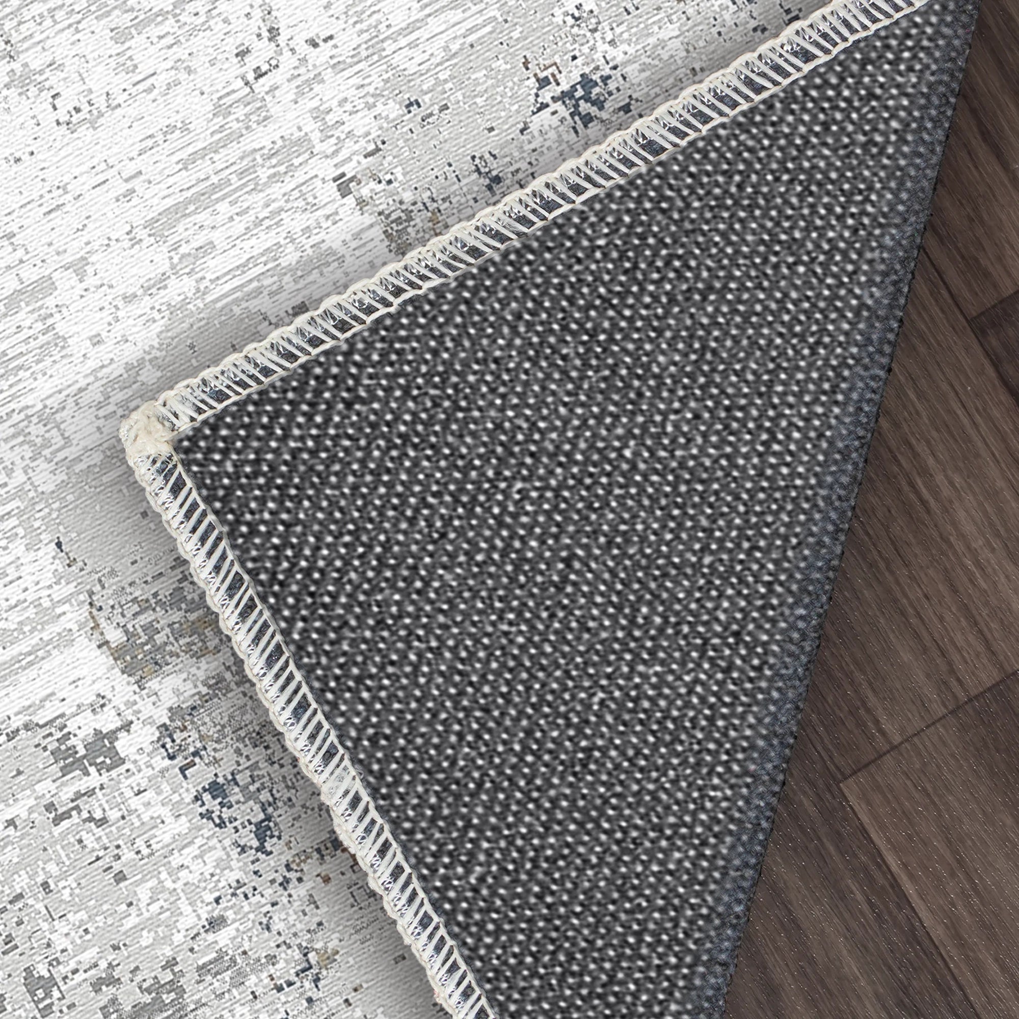 Silver Slate Distressed Abstract Rug