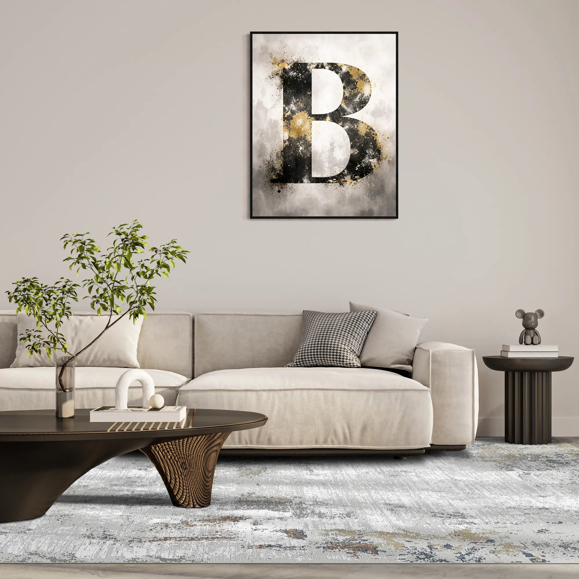 Silver Slate Distressed Abstract Rug