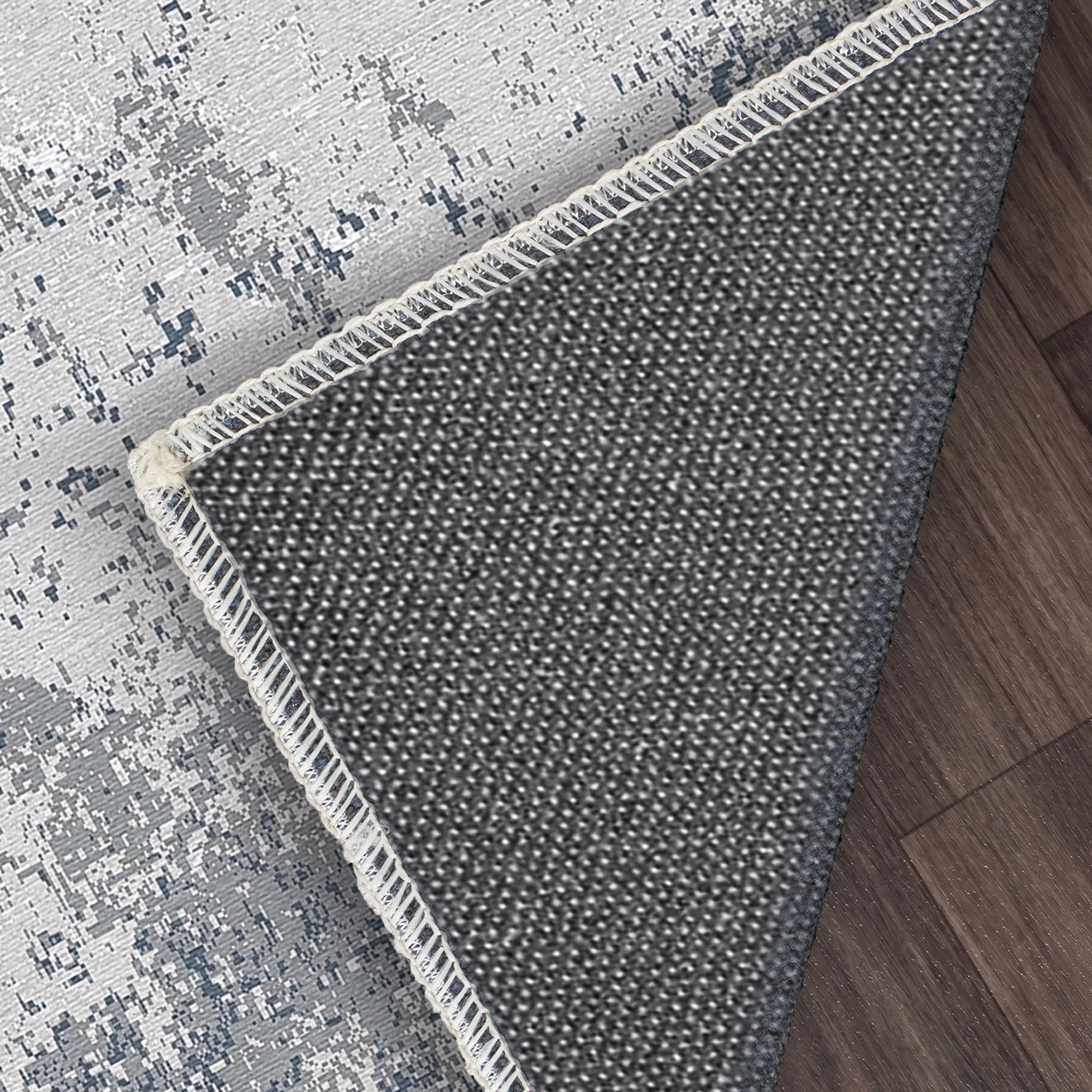 Misty Slate Distressed Abstract Rug