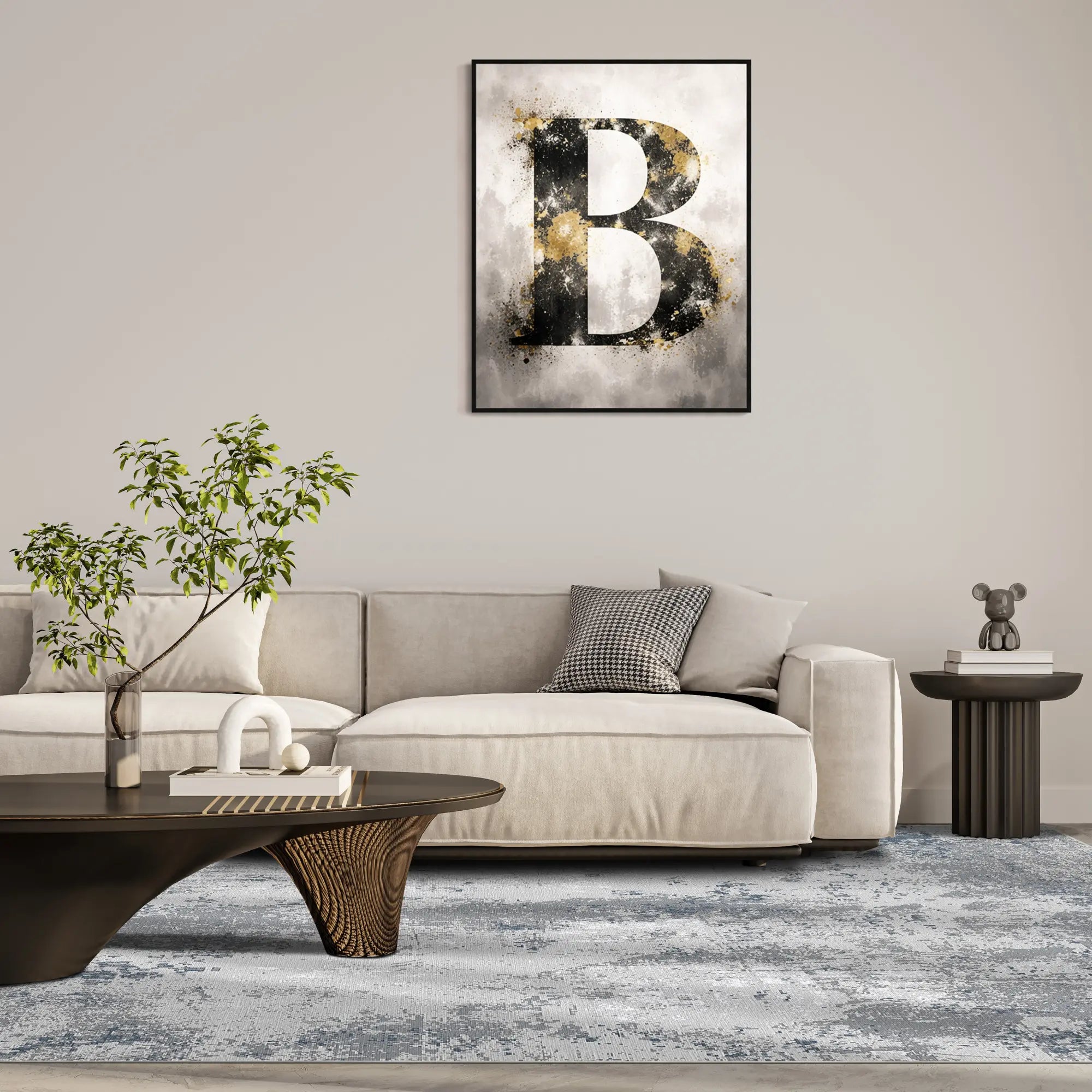 Misty Slate Distressed Abstract Rug