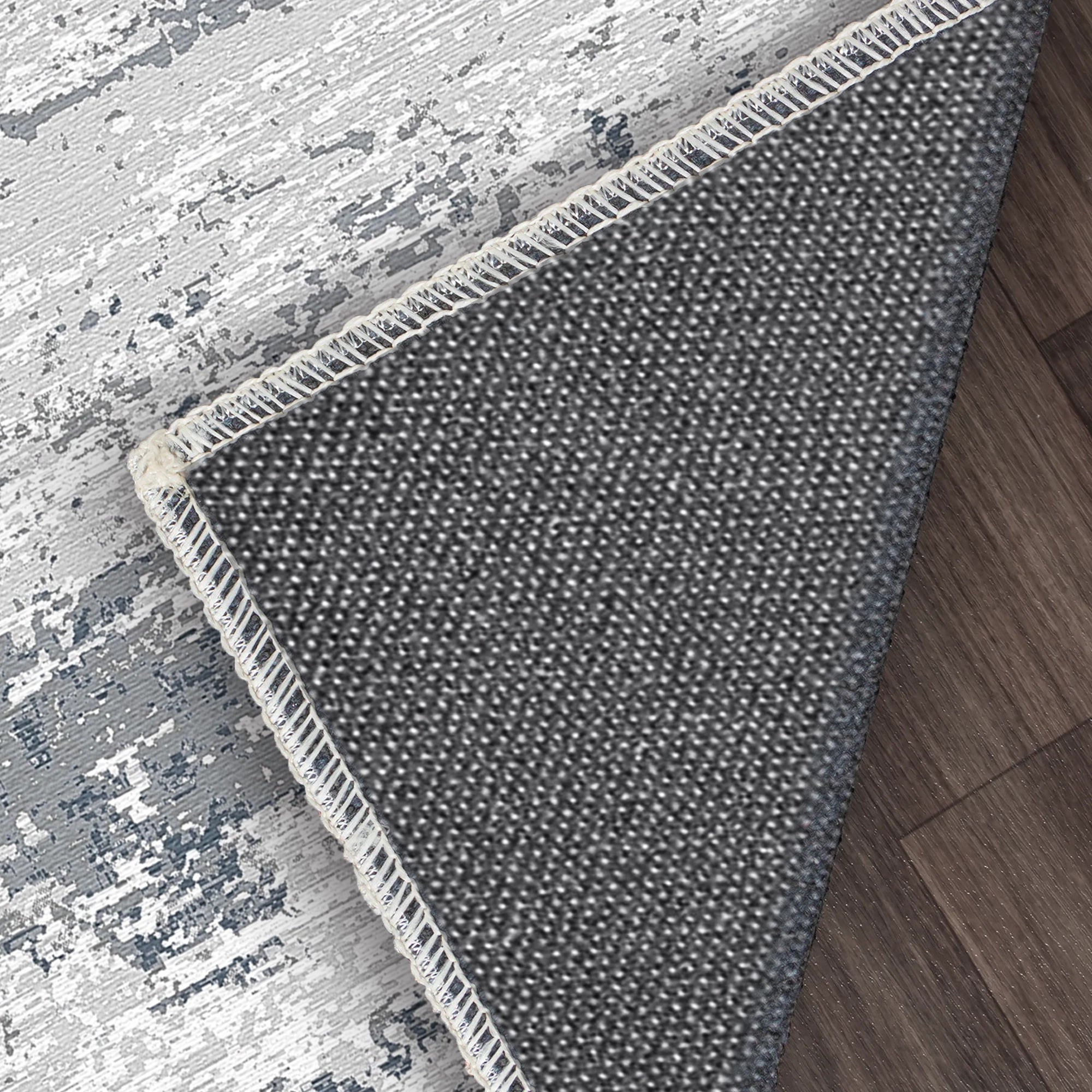 Azure Horizon Distressed Abstract Rug