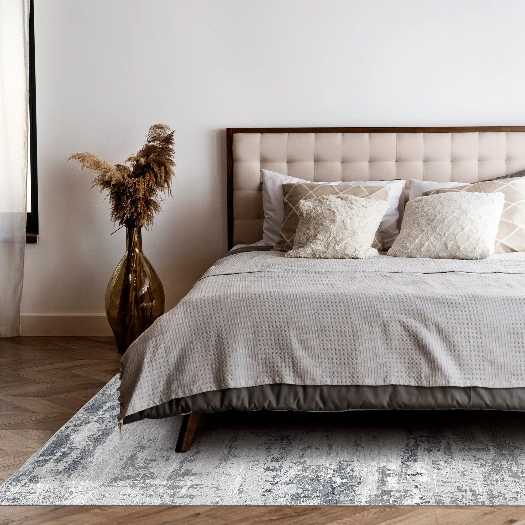 Azure Horizon Distressed Abstract Rug