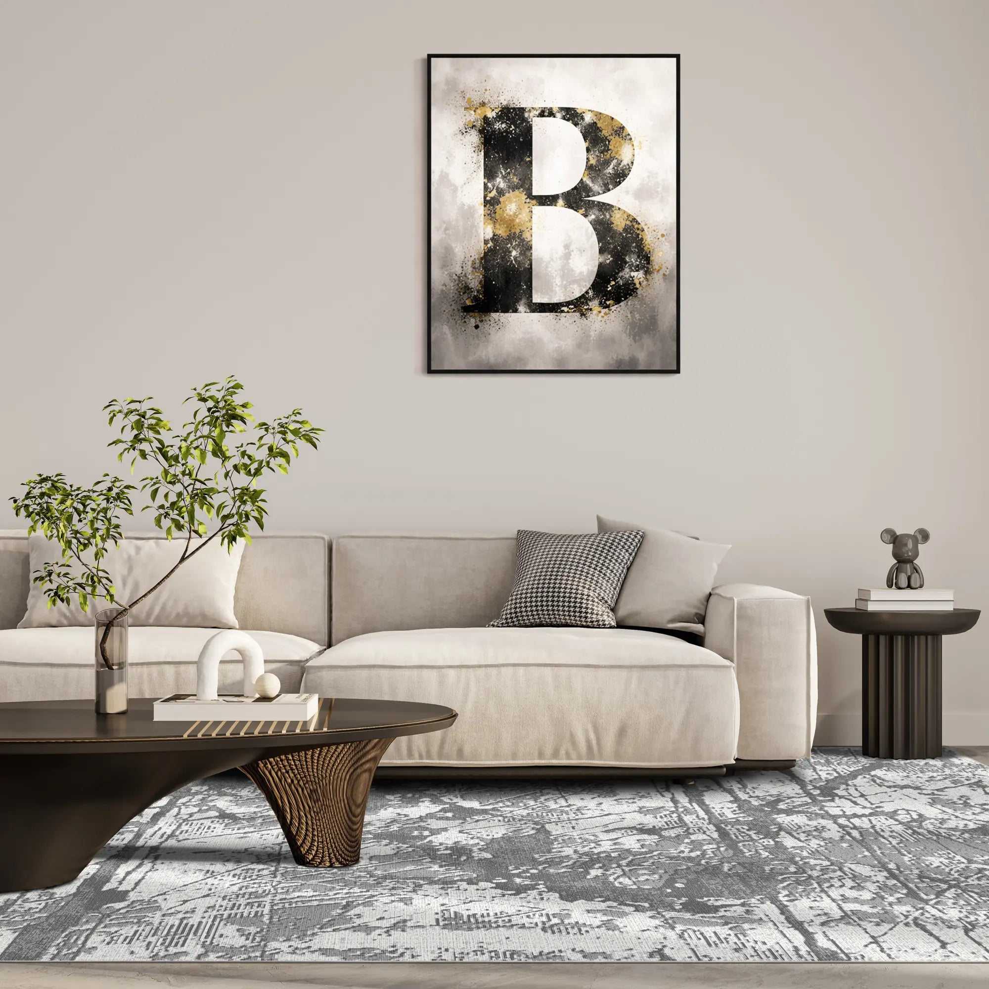 Slate Fracture Distressed Abstract Rug