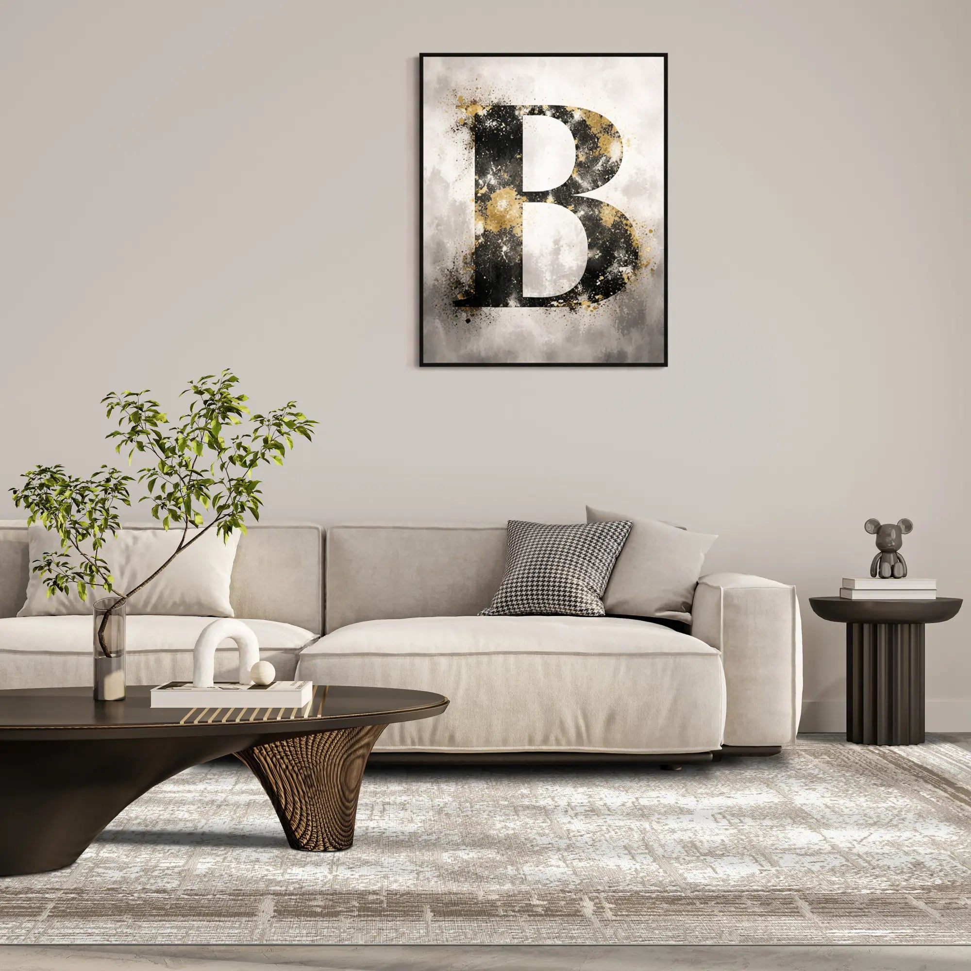 Sandstone Frame Distressed Abstract Rug