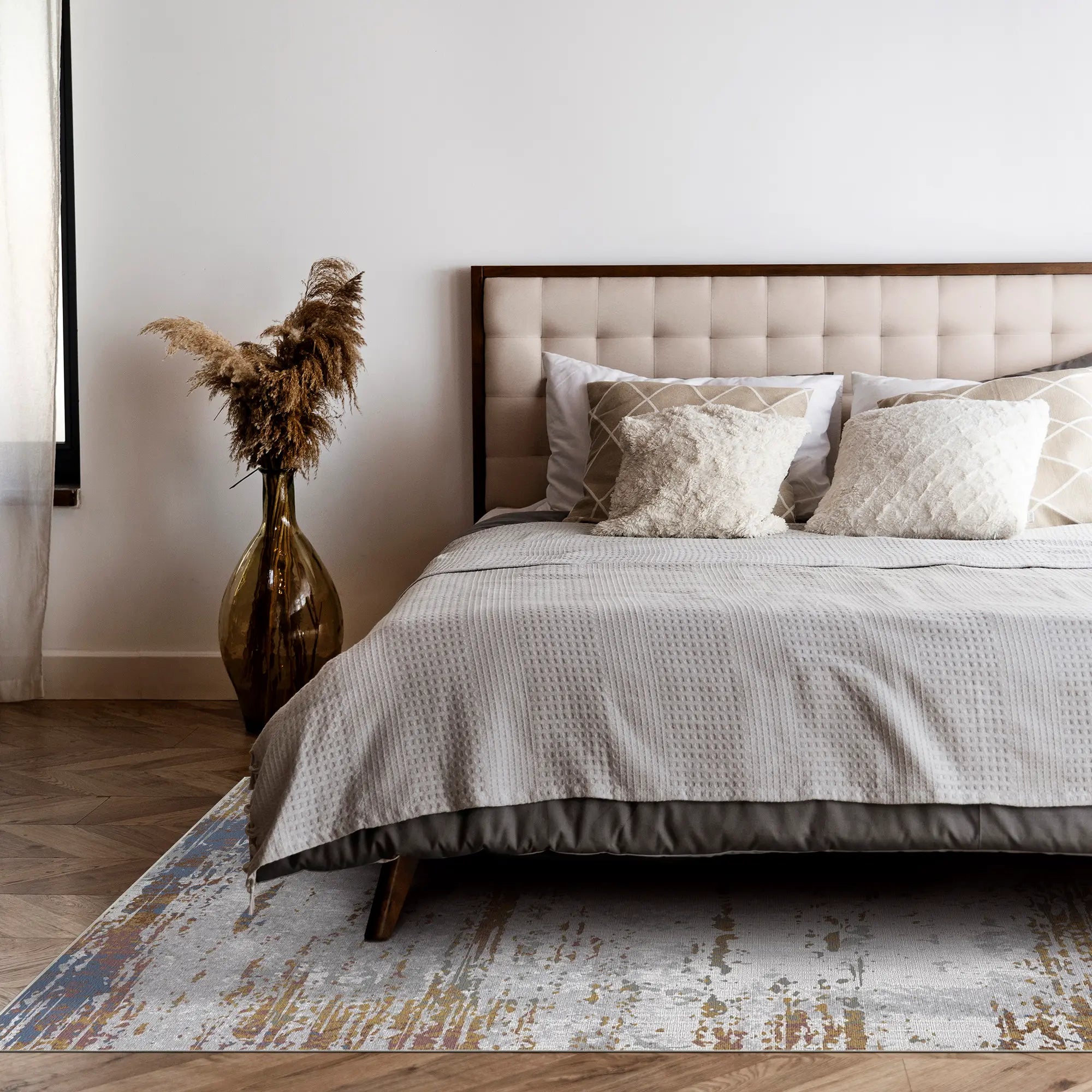 Tappeto Astratto Usurato Ardesia Rame