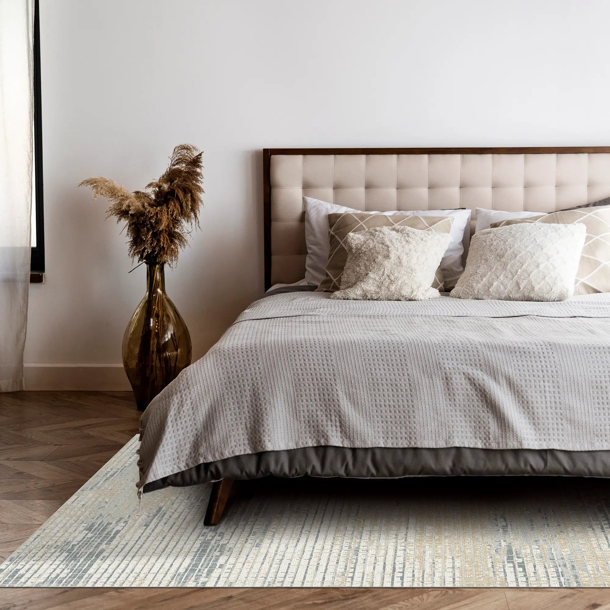 Arctic Taupe Mosaic Abstract Rug