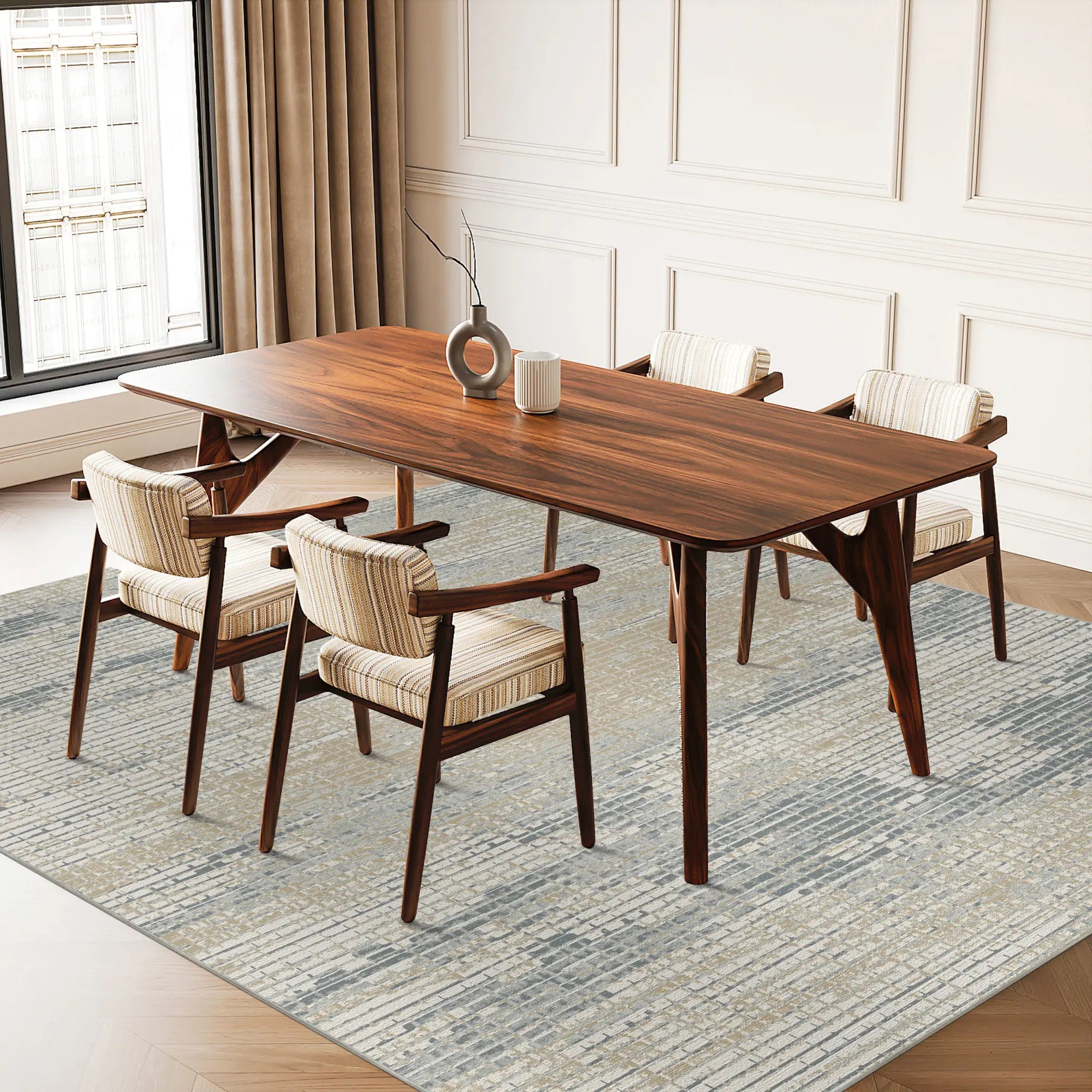 Arctic Taupe Mosaic Abstract Rug