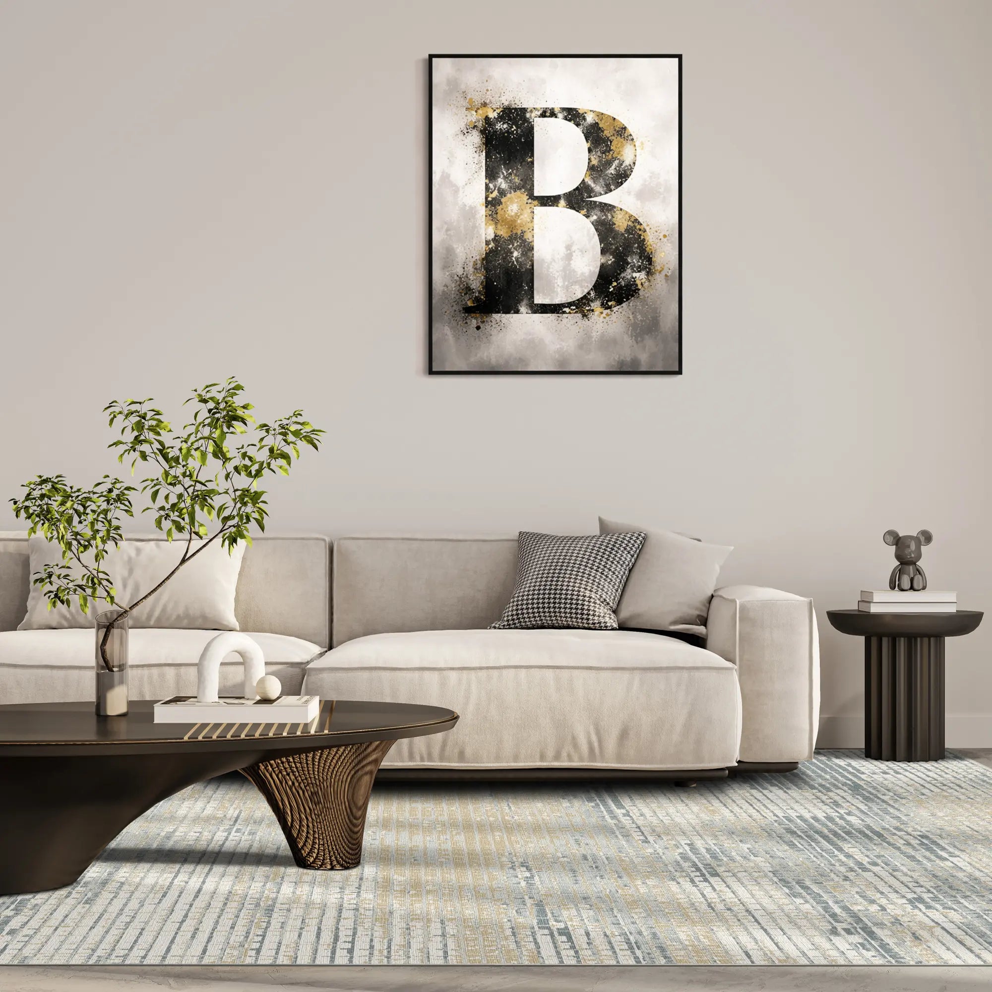 Arctic Taupe Mosaic Abstract Rug