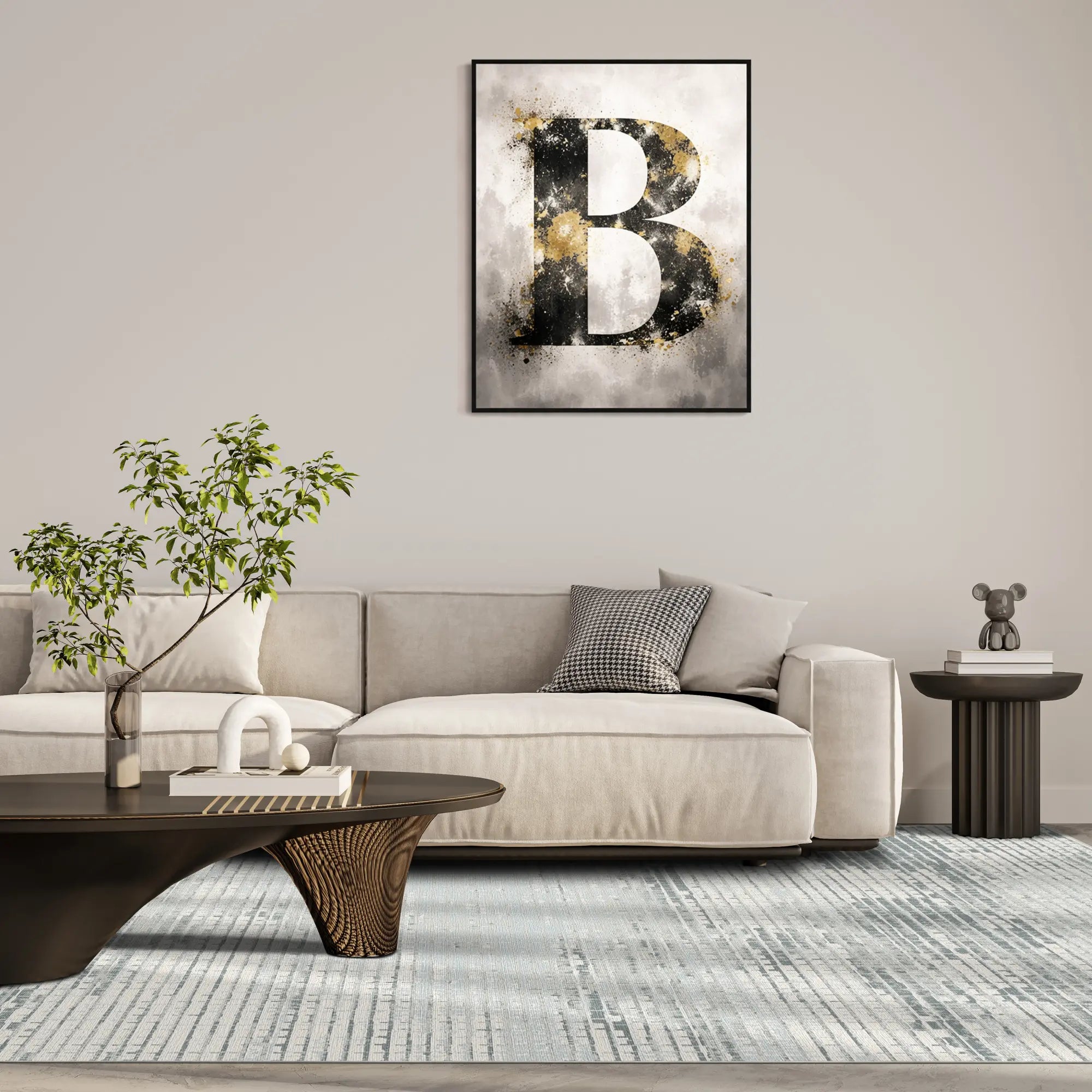 Silver Matrix Mosaic Abstract Rug