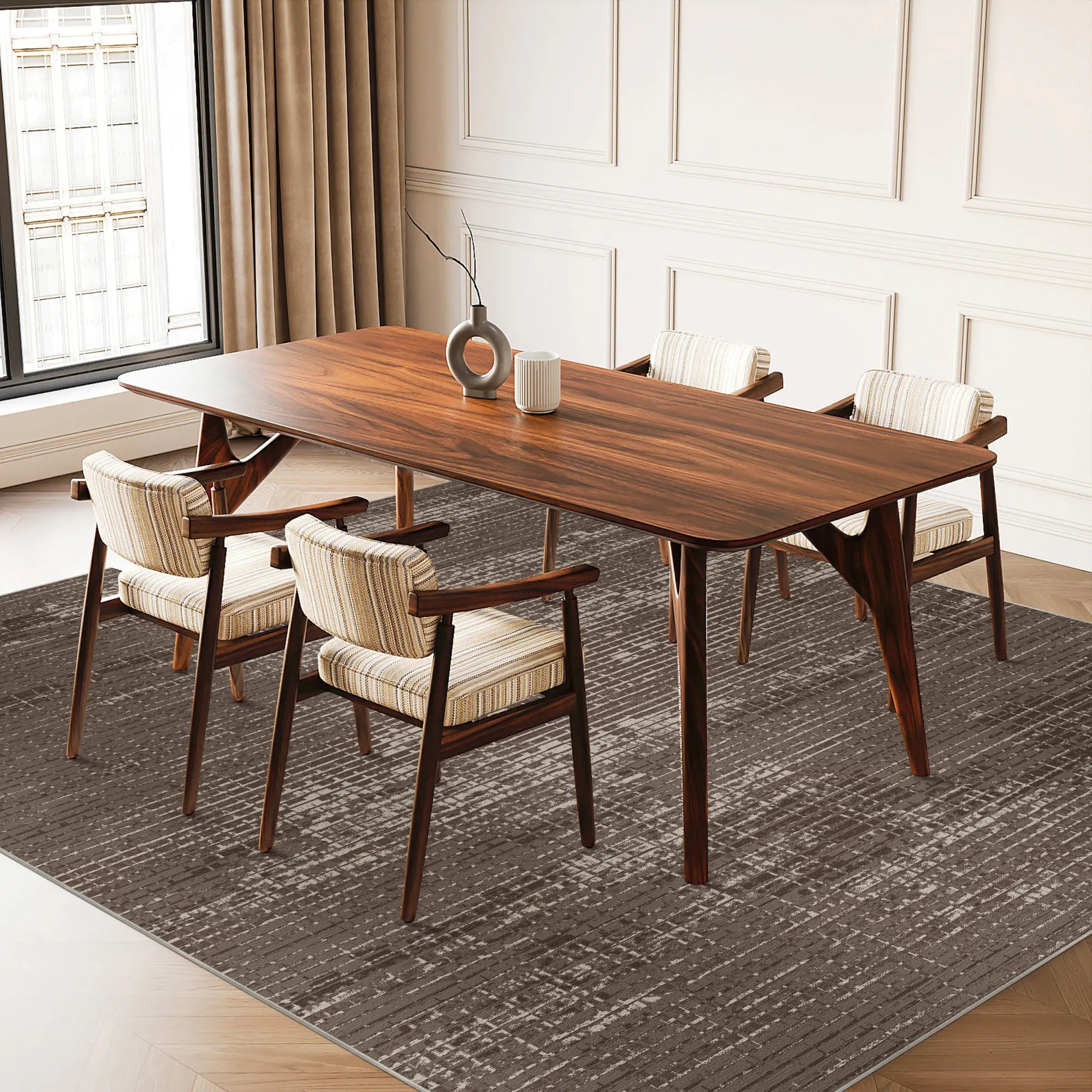 Cocoa Matrix Mosaic Abstract Rug