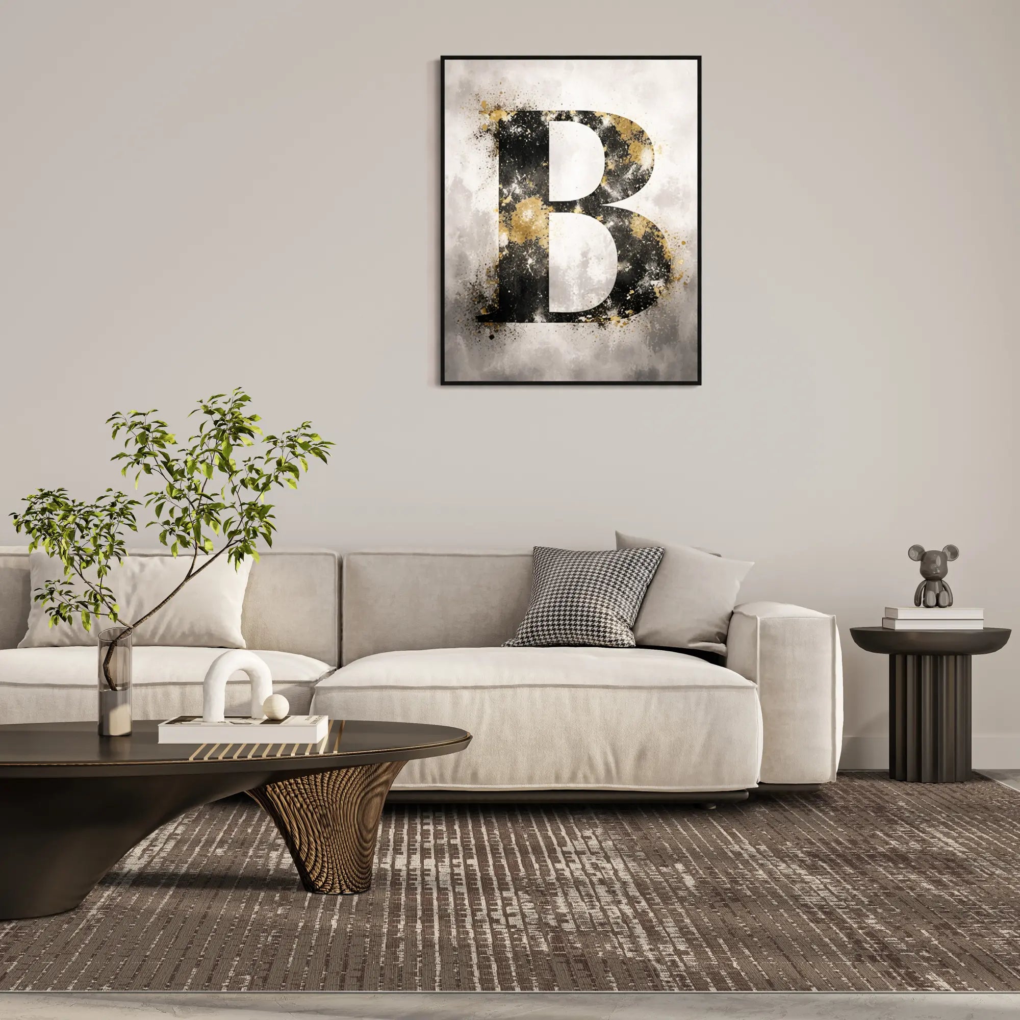 Cocoa Matrix Mosaic Abstract Rug