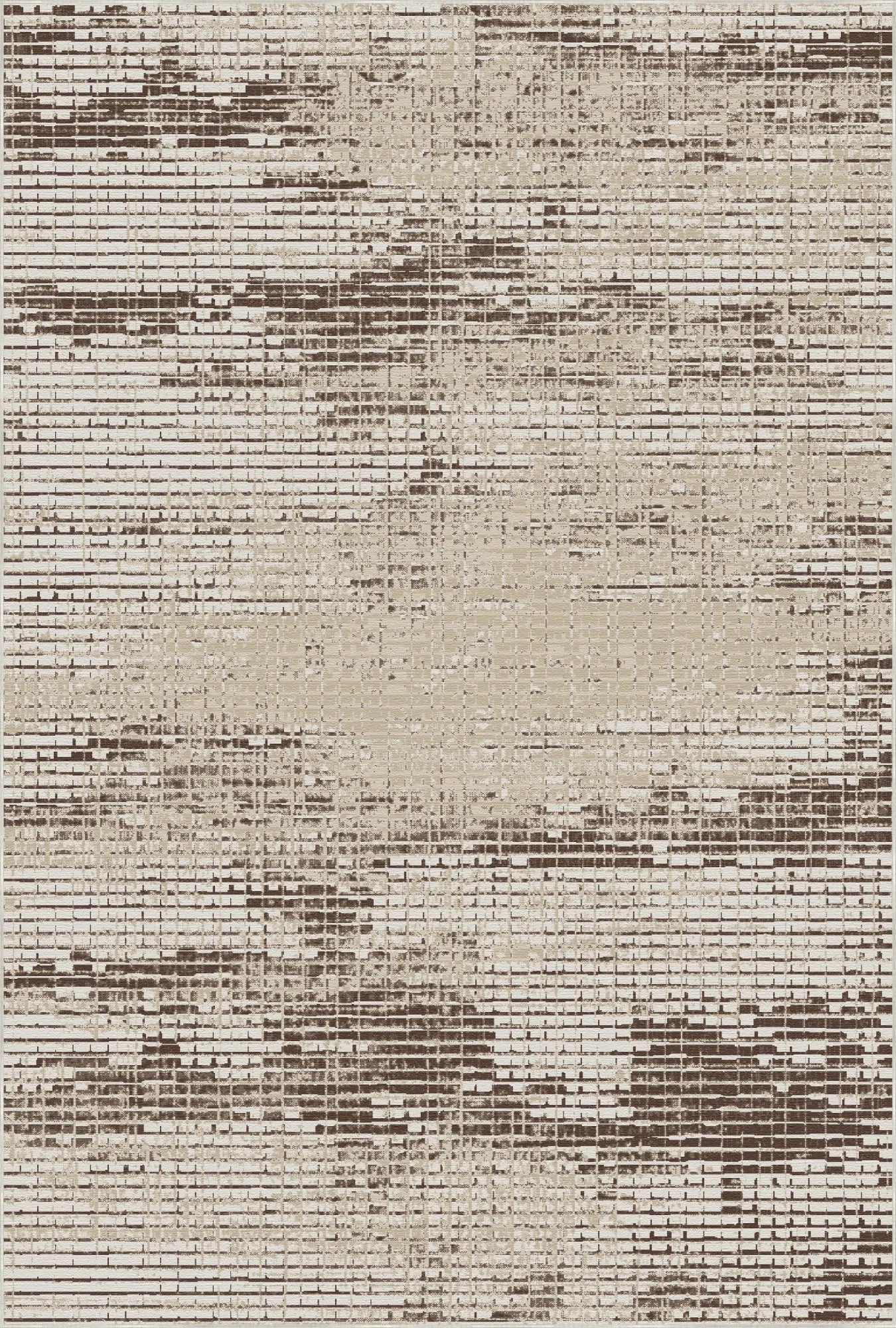 Espresso Glitch Mosaic Abstract Rug