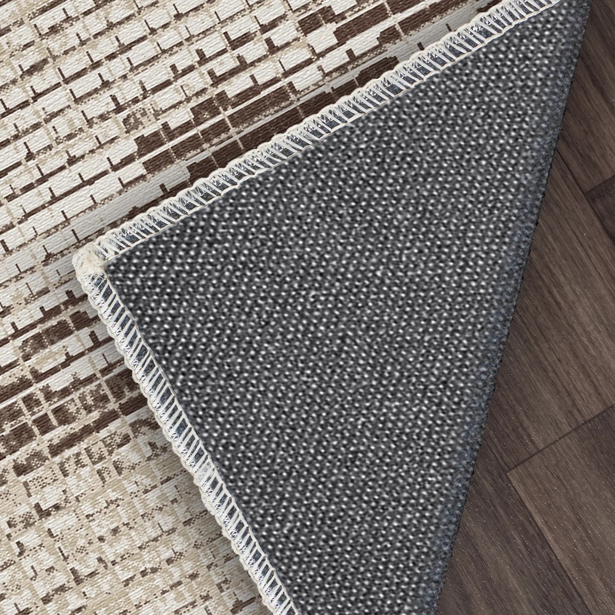 Espresso Glitch Mosaic Abstract Rug