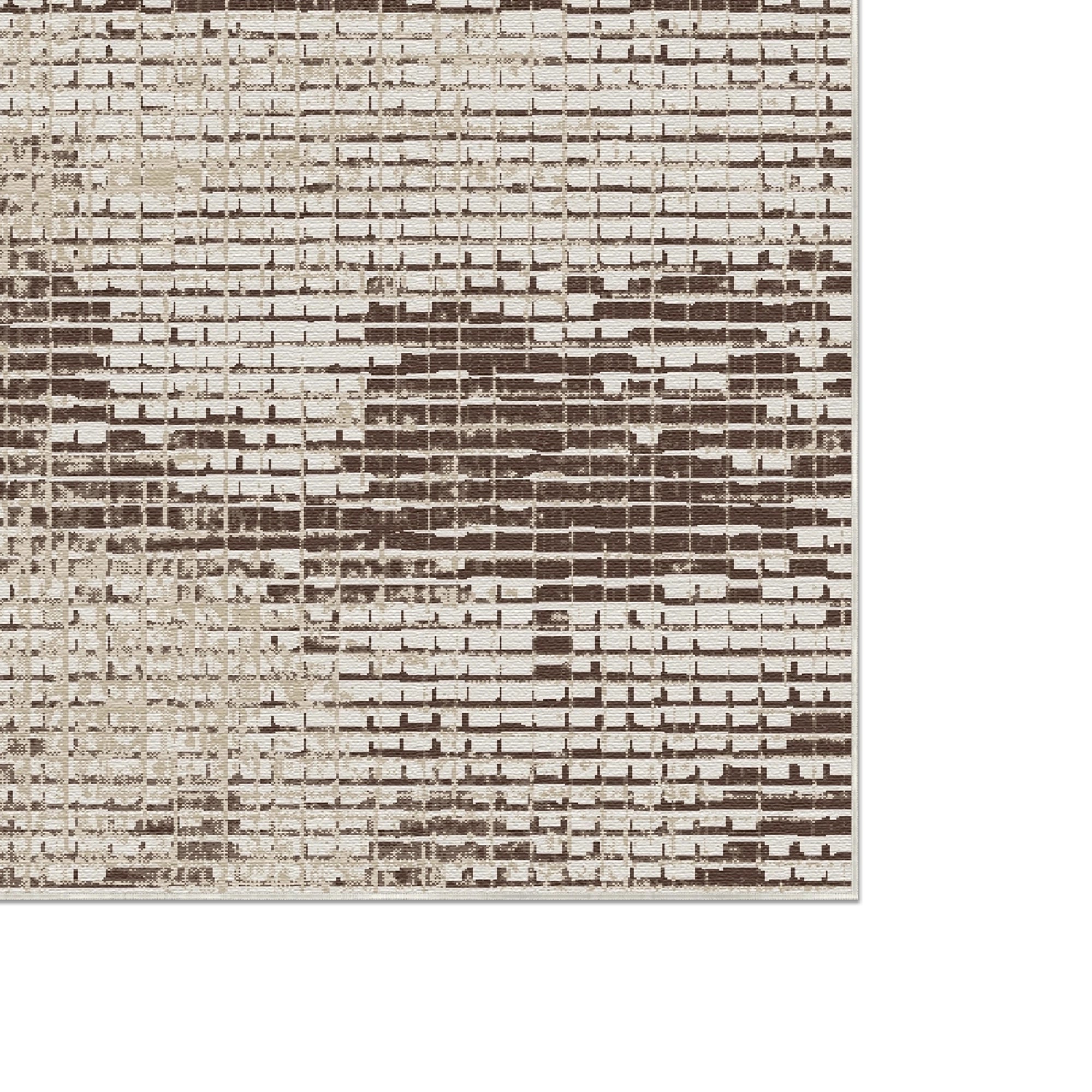 Espresso Glitch Mosaic Abstract Rug