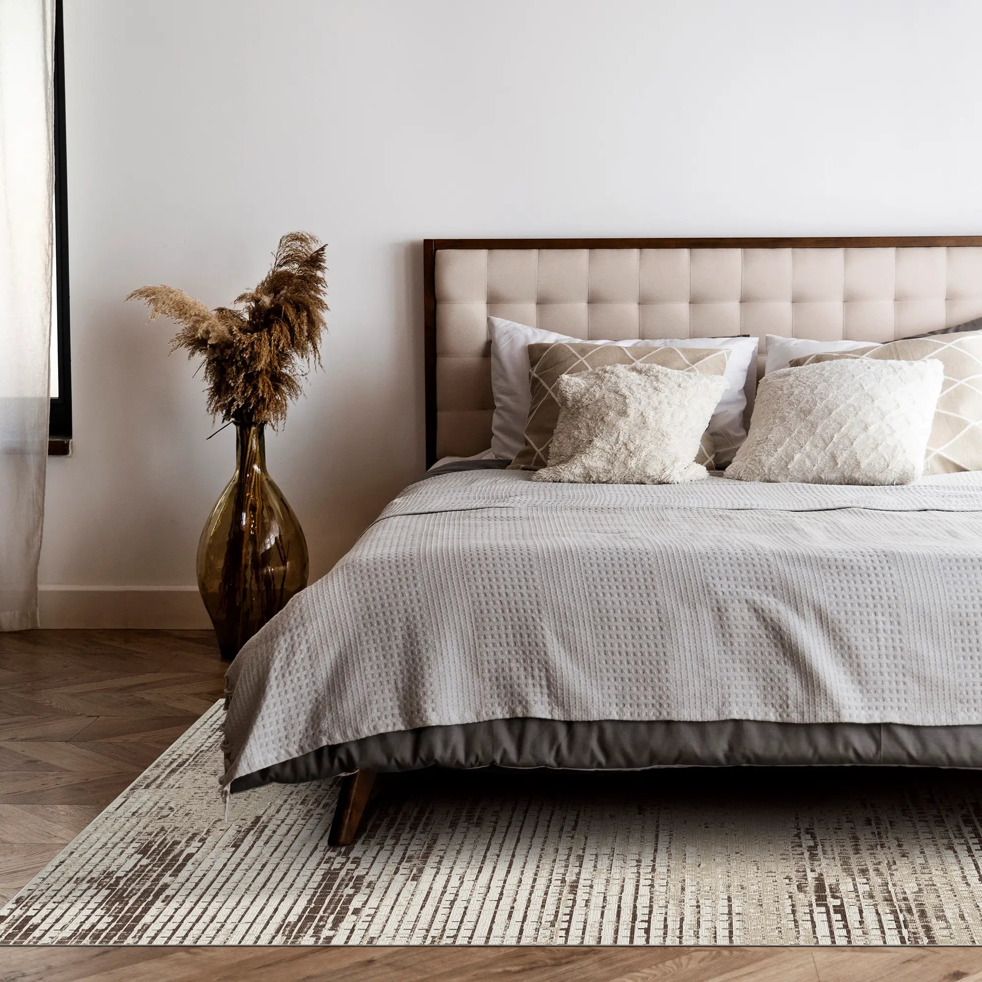 Espresso Glitch Mosaic Abstract Rug