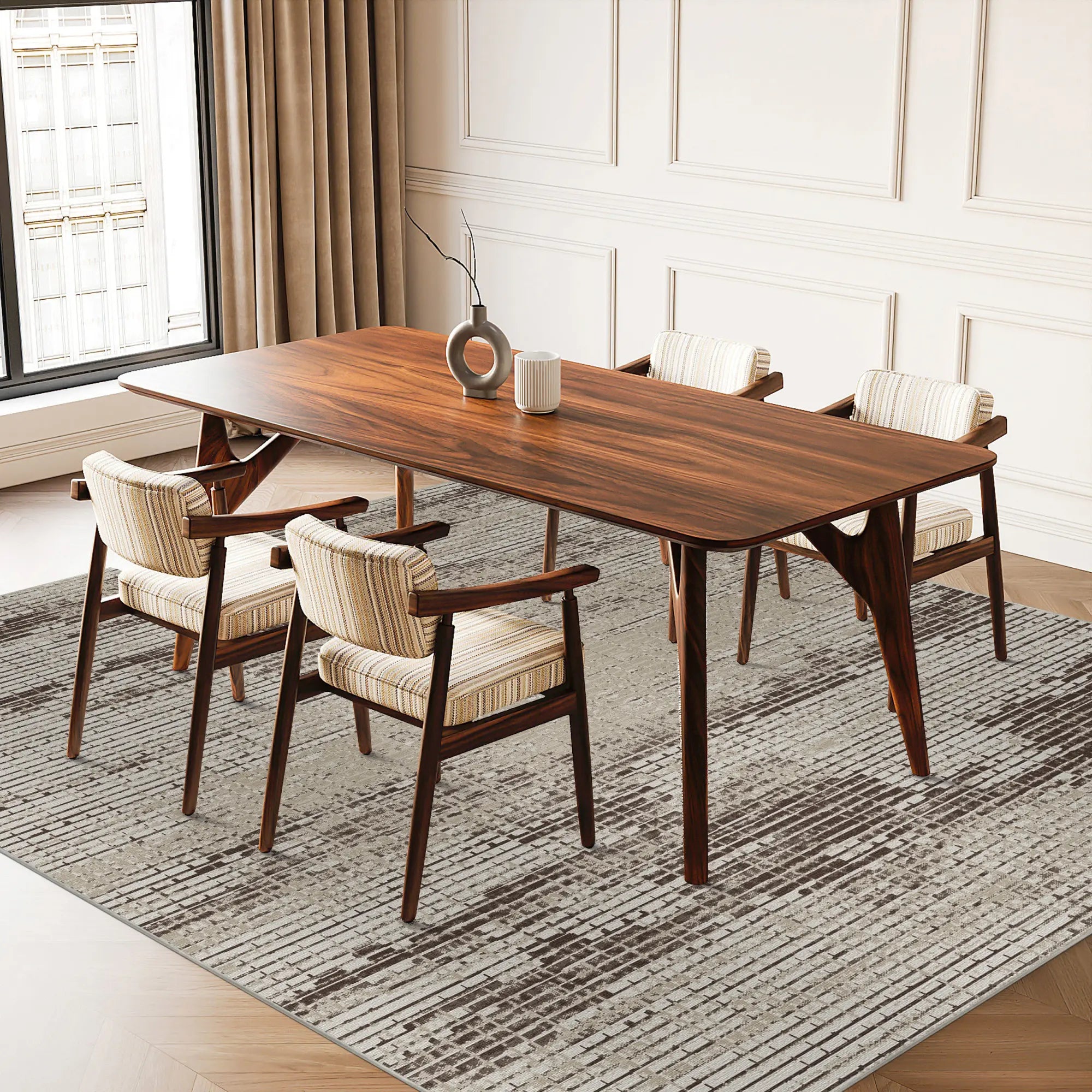 Espresso Glitch Mosaic Abstract Rug