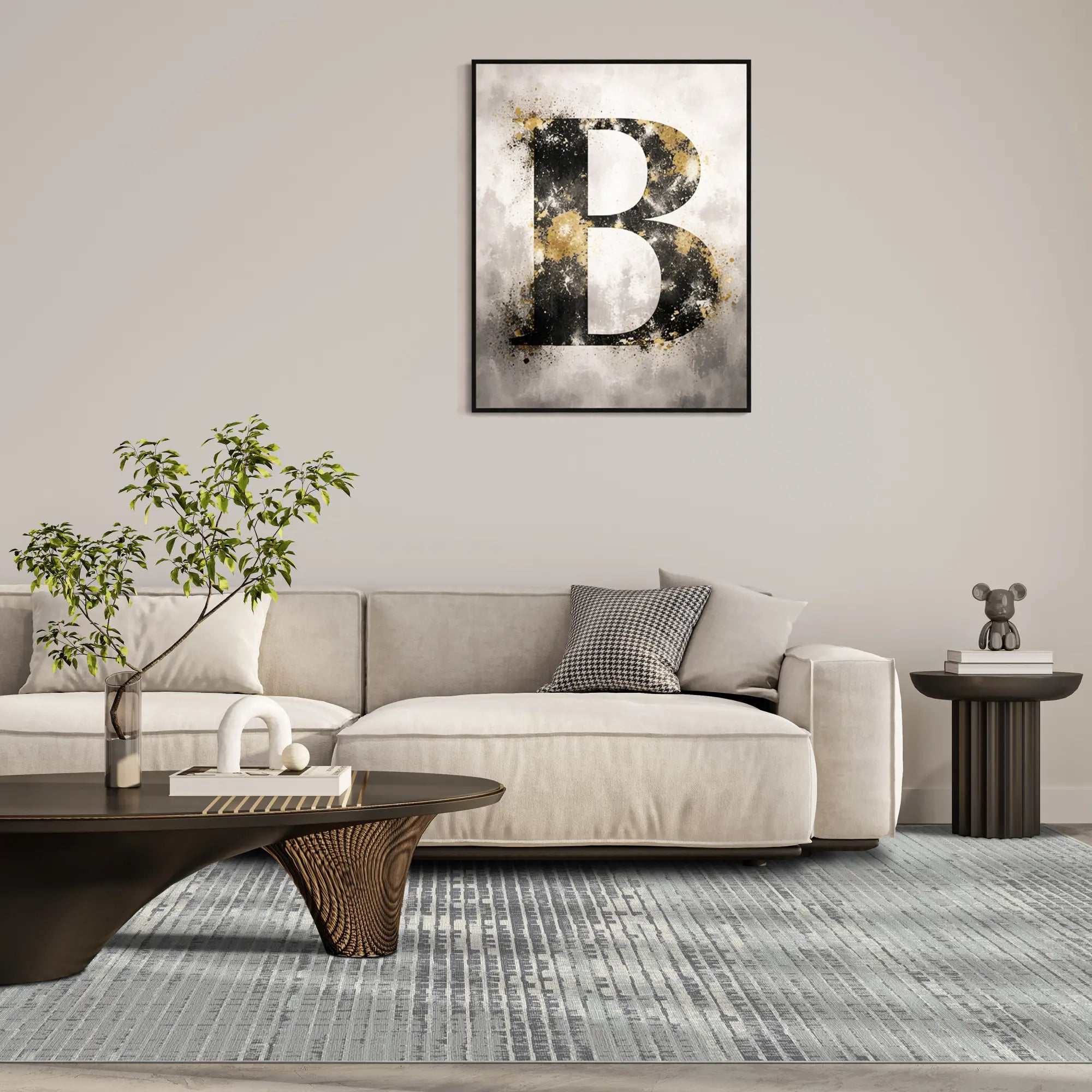 Graphite Matrix Mosaic Abstract Rug