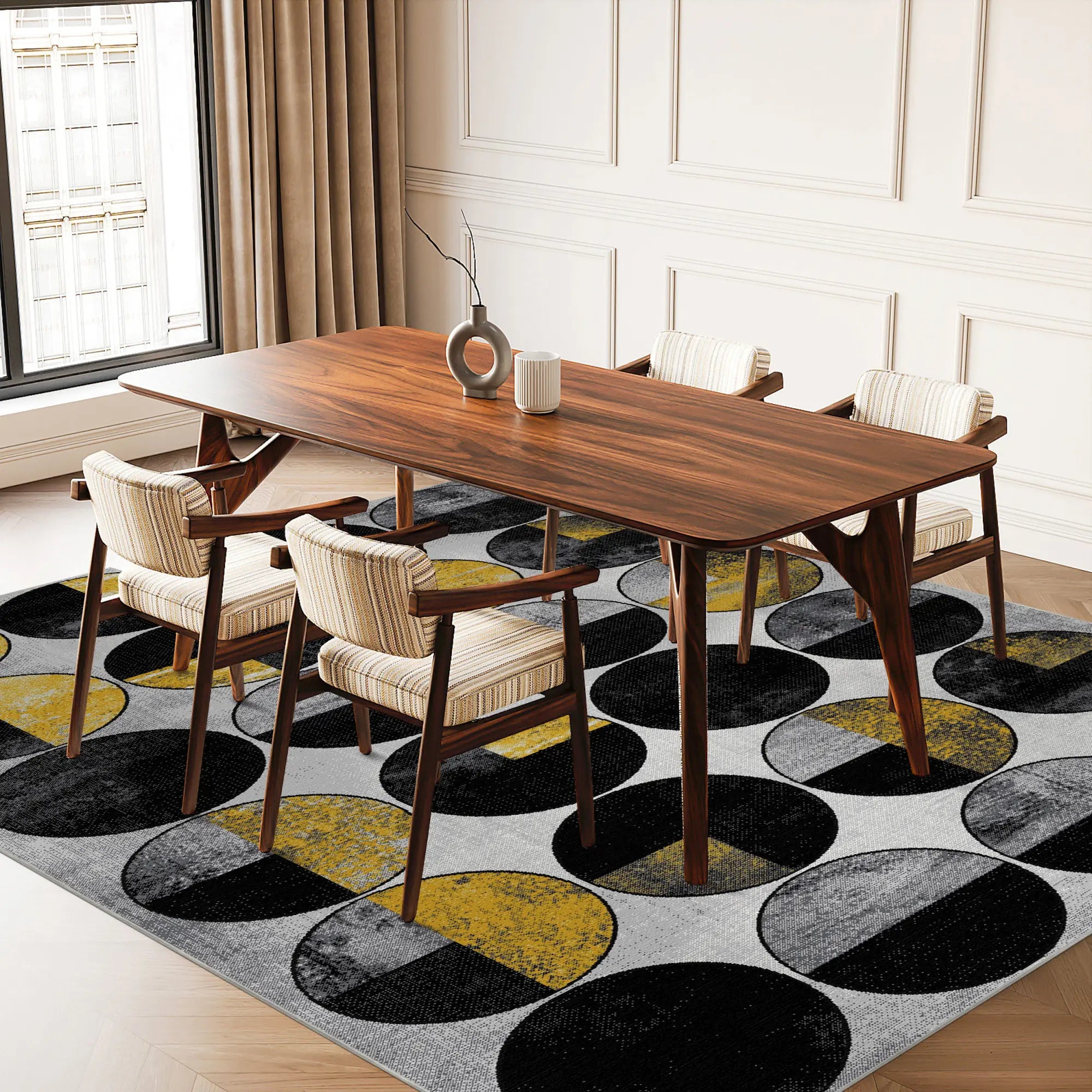 Solar Eclipse Geometric Abstract Rug