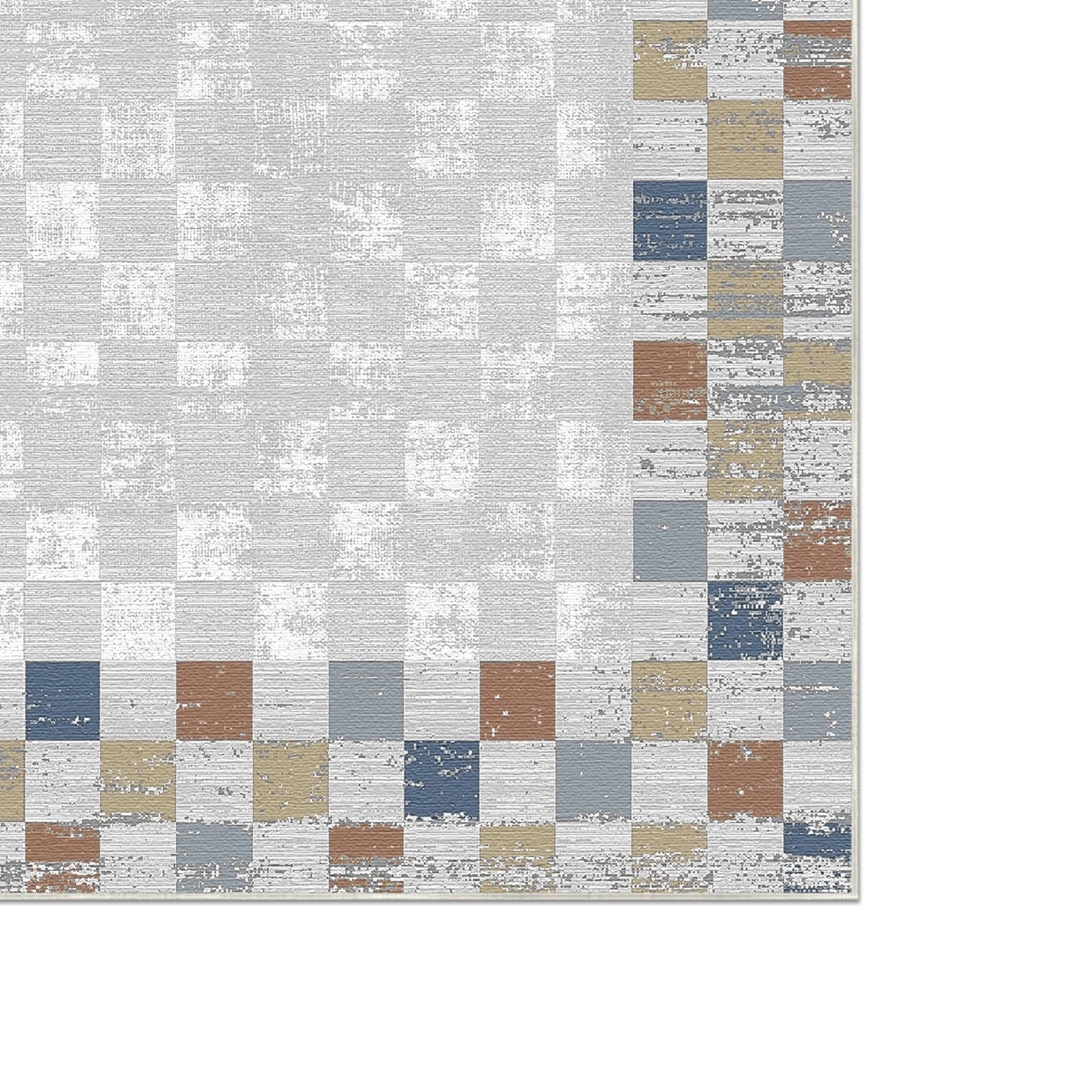 Terra Sapphire Mosaic Bordered Abstract Rug