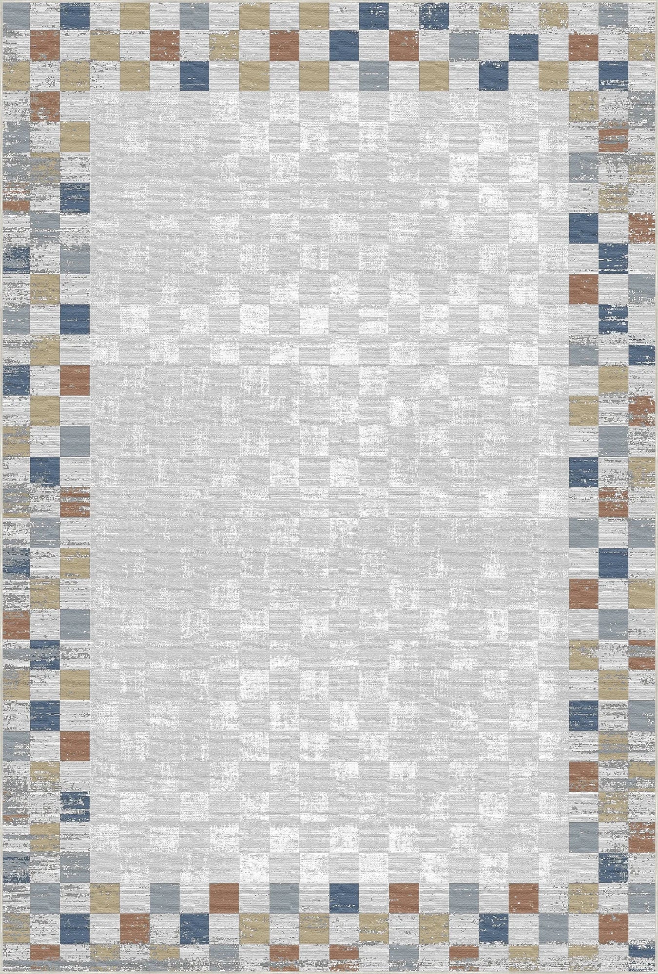 Terra Sapphire Mosaic Bordered Abstract Rug