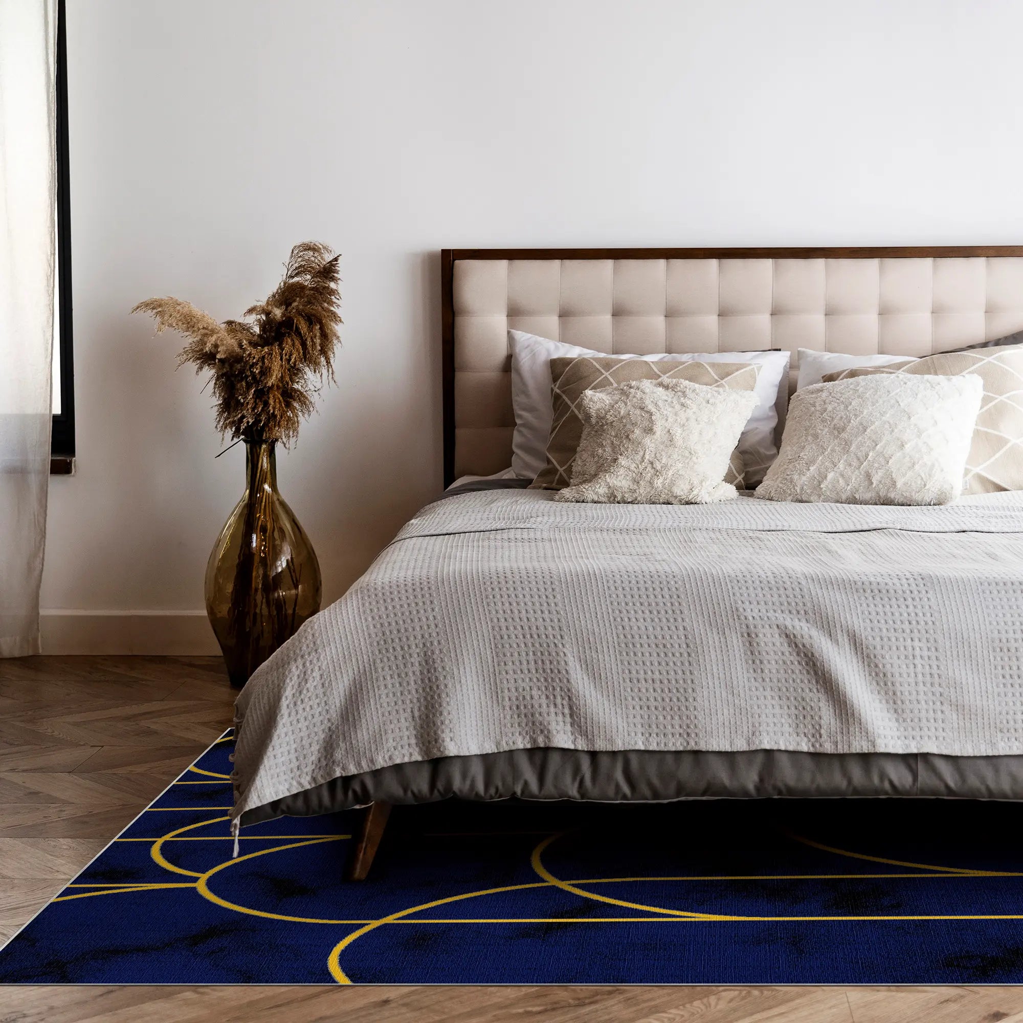 Sapphire Arches Gold Geometric Rug