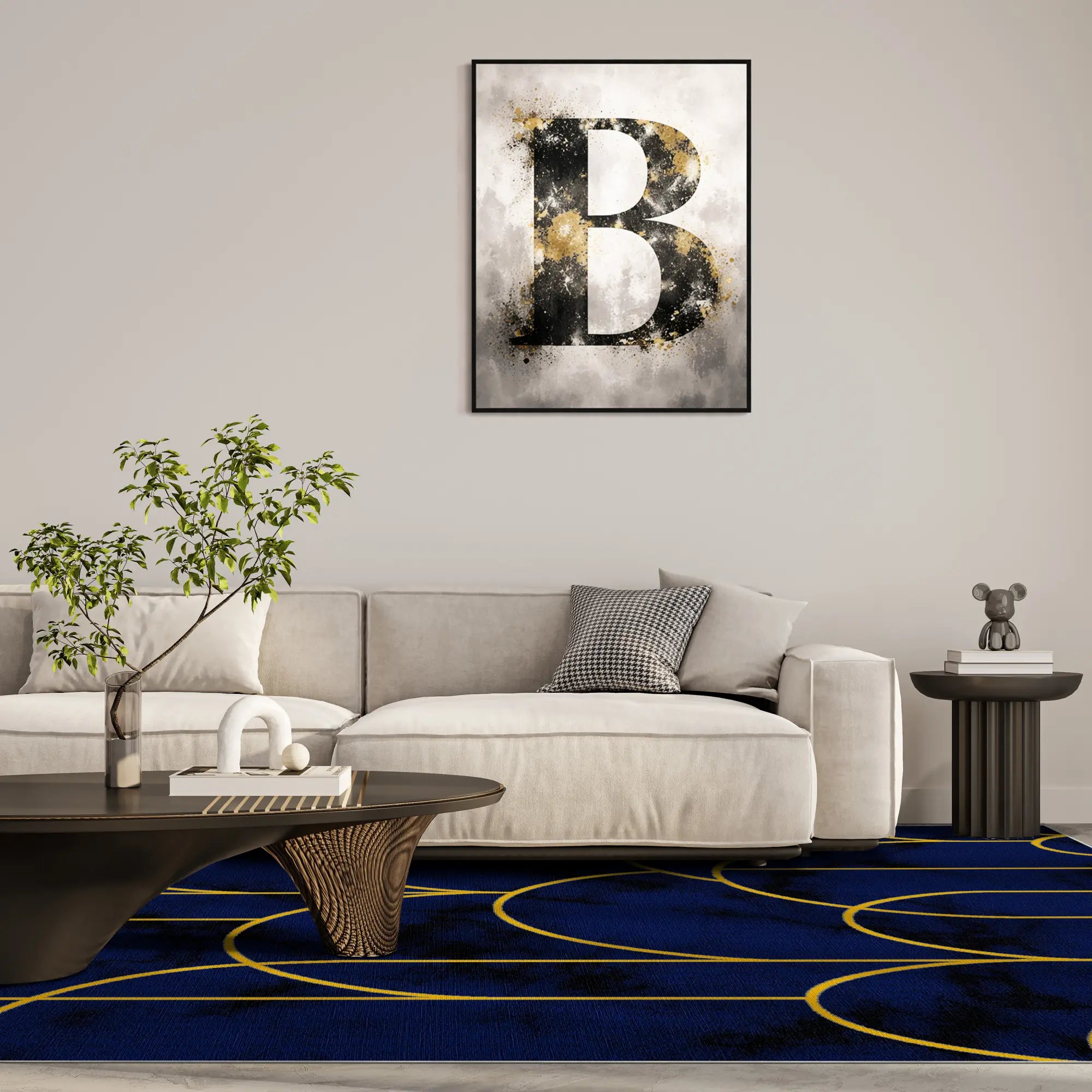 Sapphire Arches Gold Geometric Rug