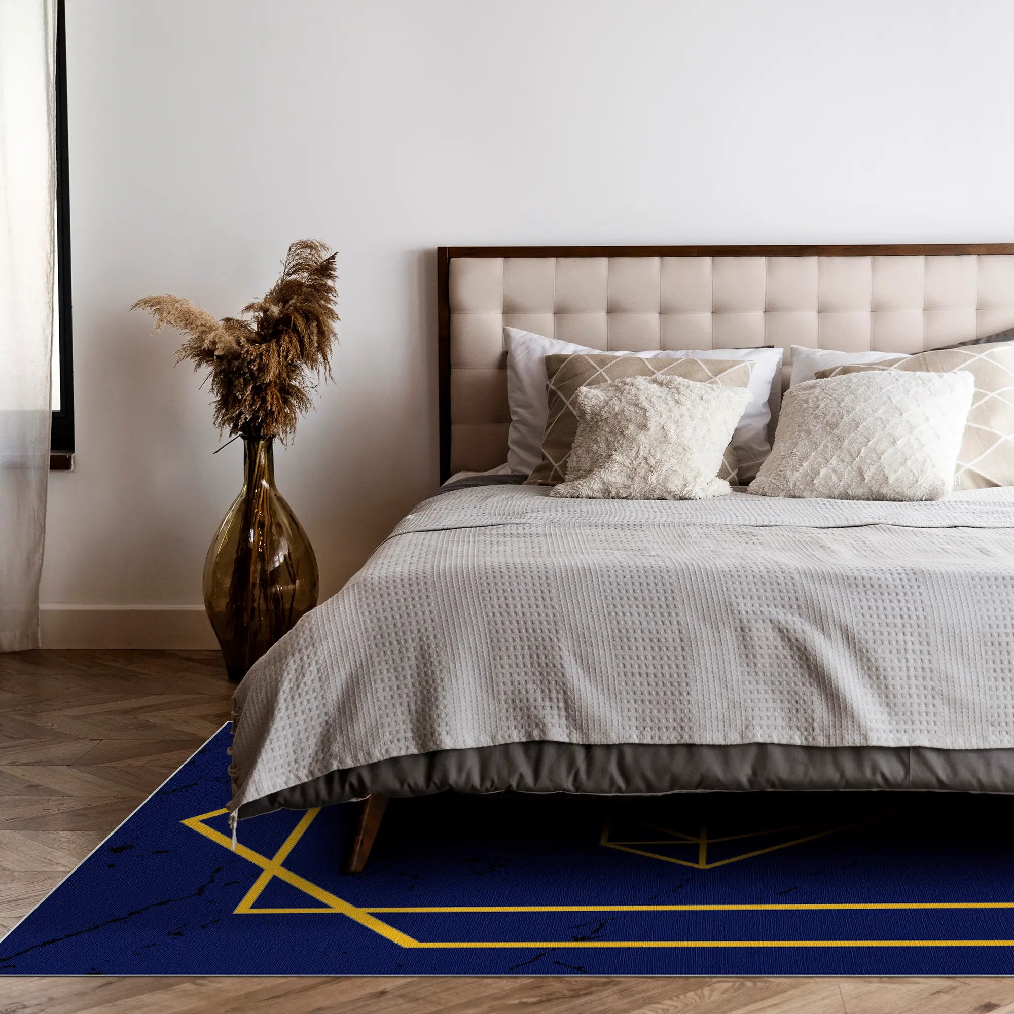 Sapphire Diamond Gold Geometric Rug