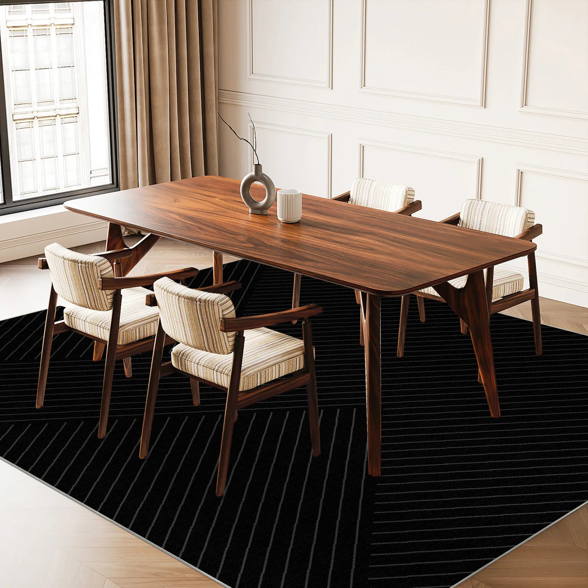 Obsidian Nexus Linear Rug