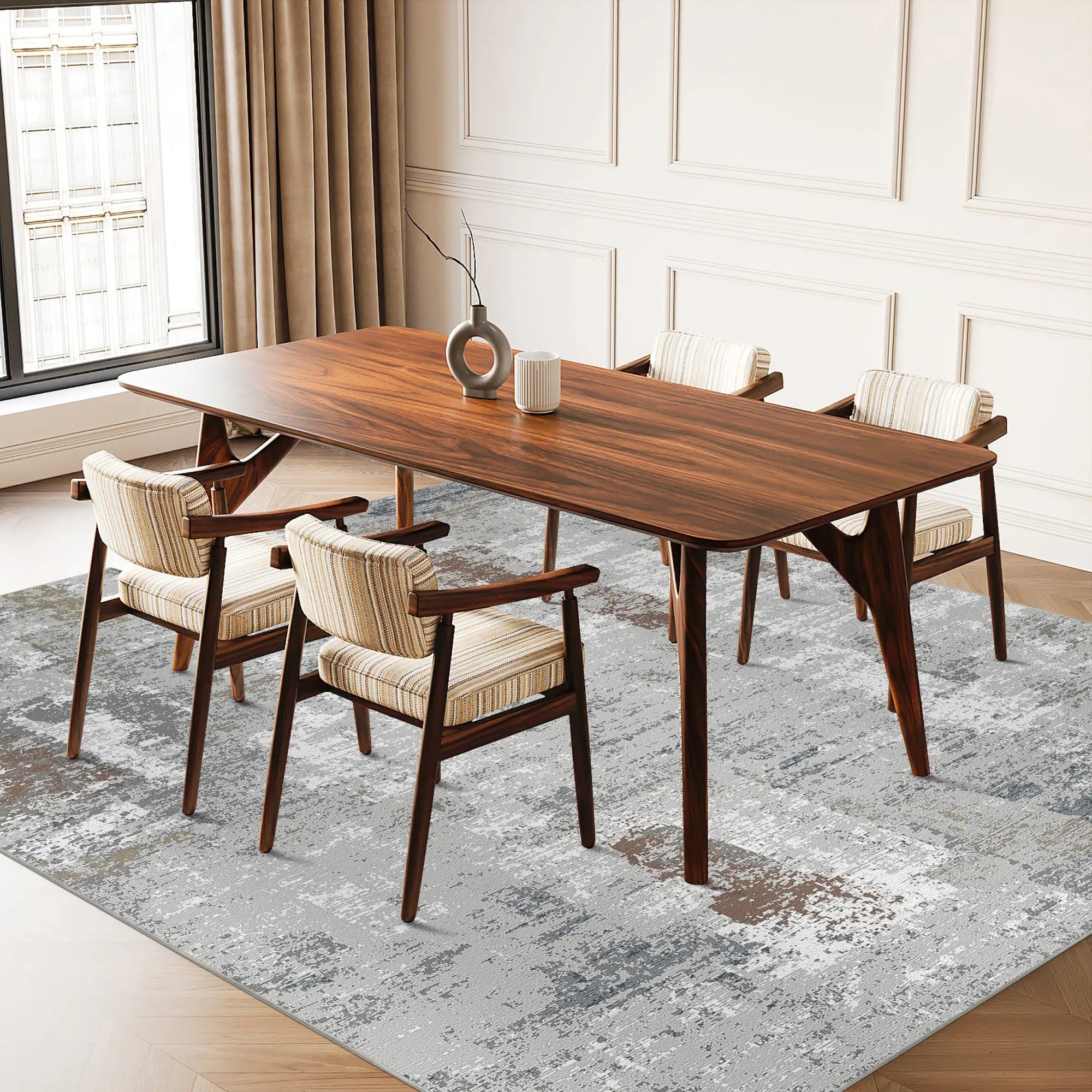 Radiant Patina Abstract Washable Rug