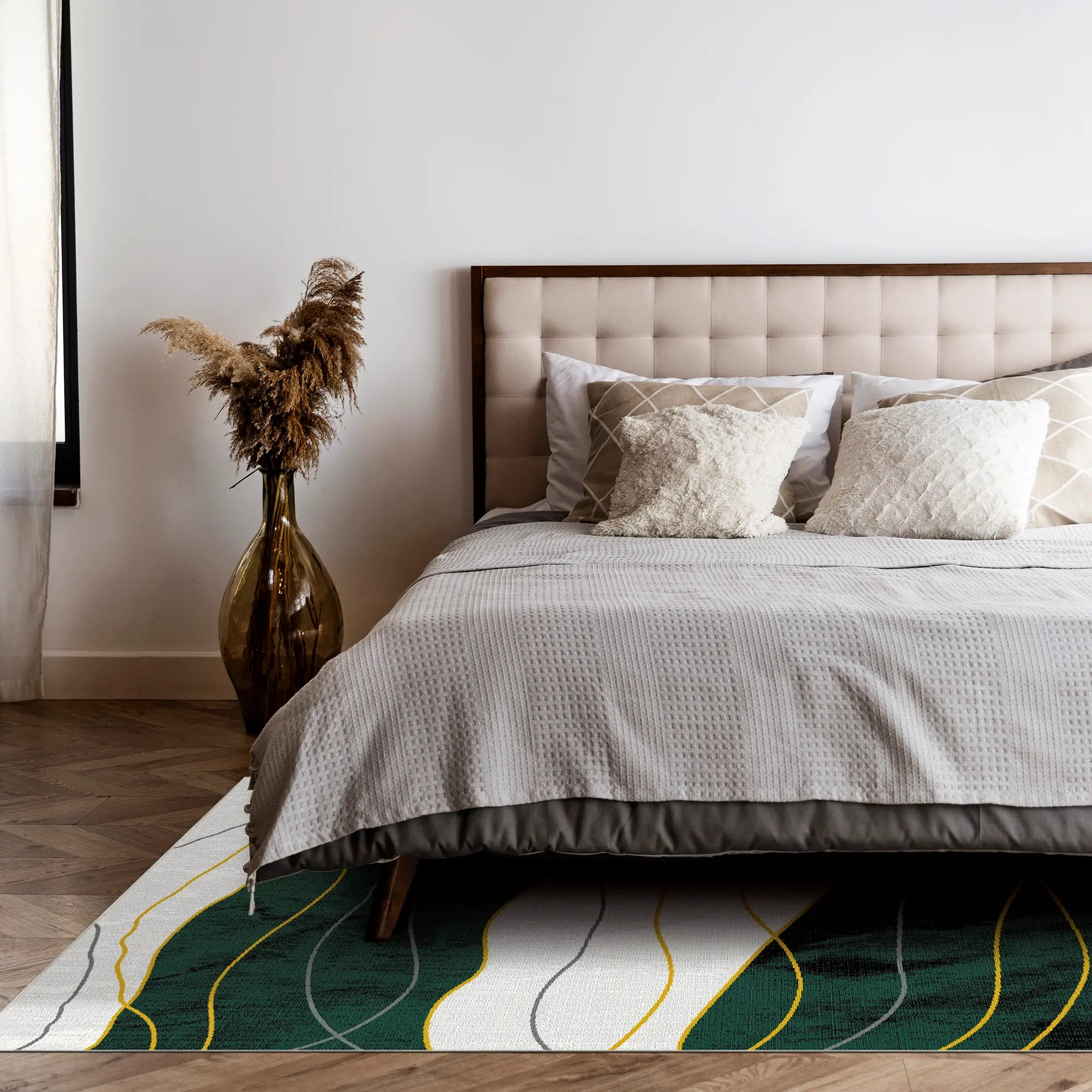 Emerald Horizon Fluid Abstract Rug